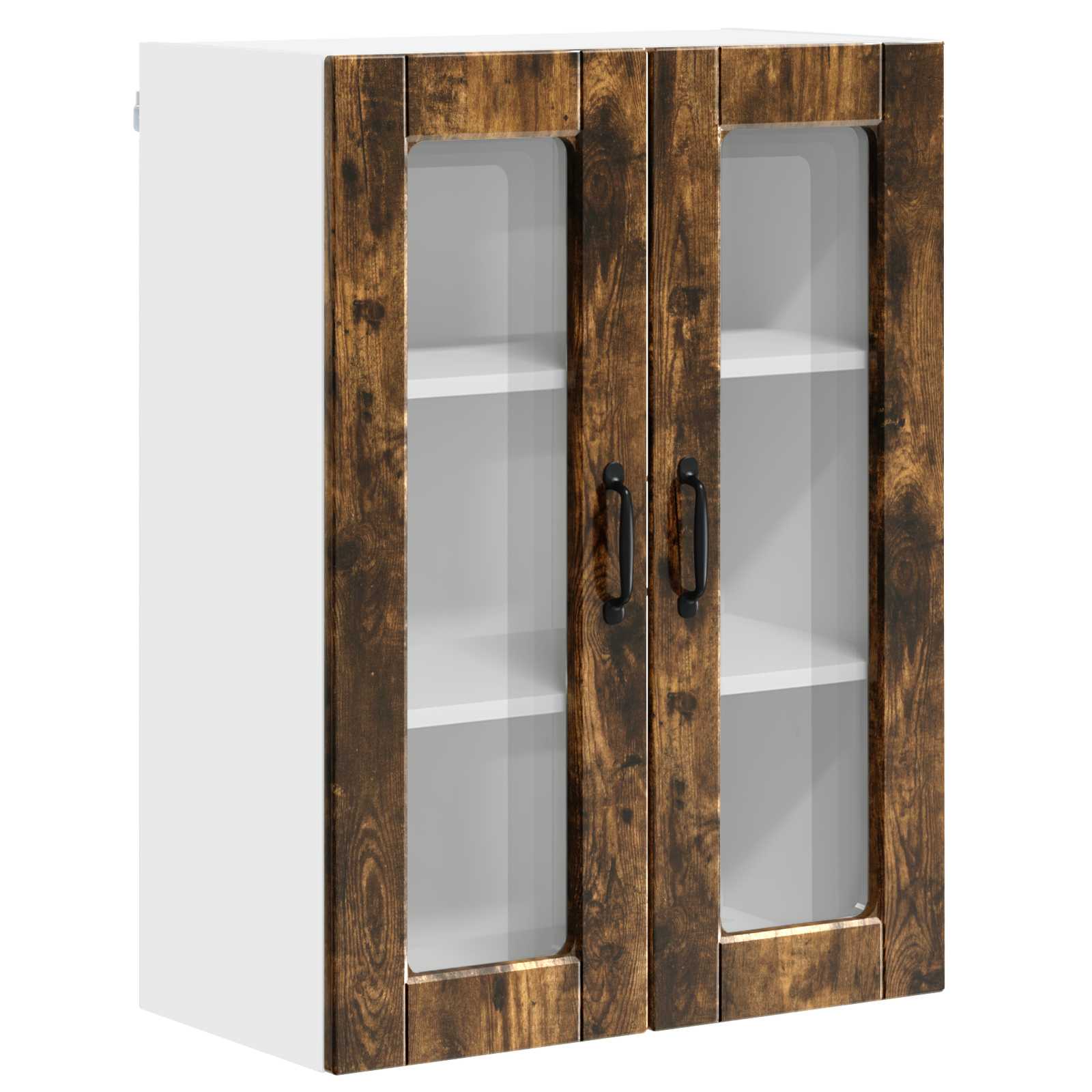 vidaXL Wandglas cabinet PORTO Gerookt eiken 60 x 31 x 80 cm, foto 3