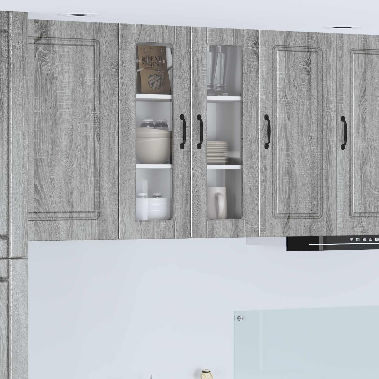vidaXL Dulap de sticlă pentru perete PORTO Gri Sonoma 60 x 31 x 80 cm