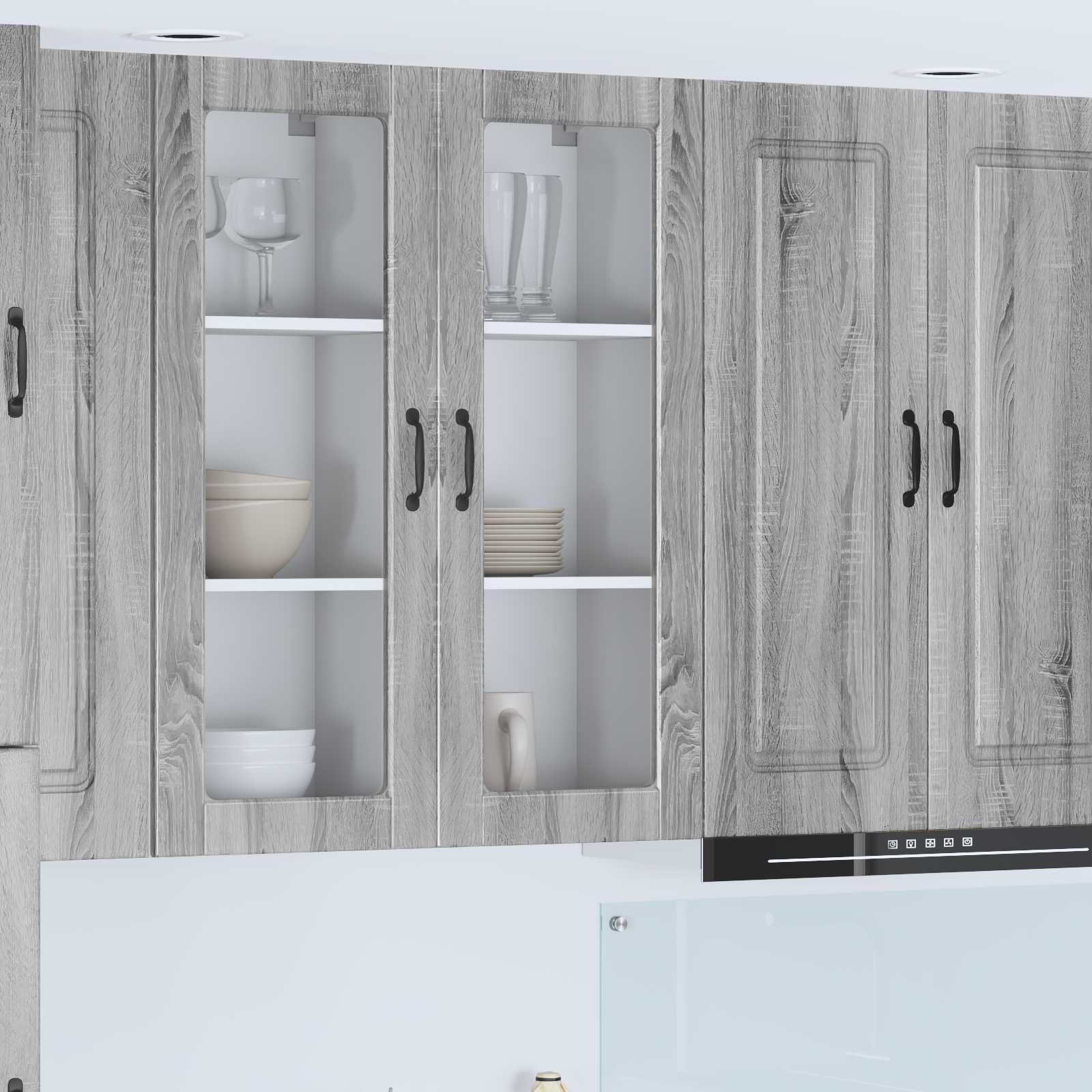 vidaXL Dulap de sticlă pentru perete PORTO Gri Sonoma 40 x 31 x 100 cm