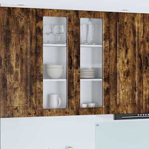 Stenski stekleni omarica PORTO Dimljeni oreh 80 x 31 x 100 cm