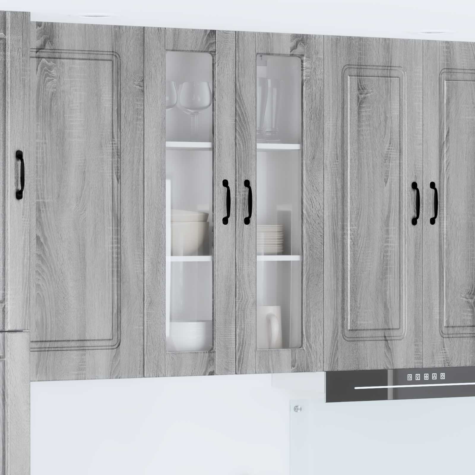 vidaXL Dulap de sticlă pentru perete PORTO Gri Sonoma 60 x 31 x 100 cm