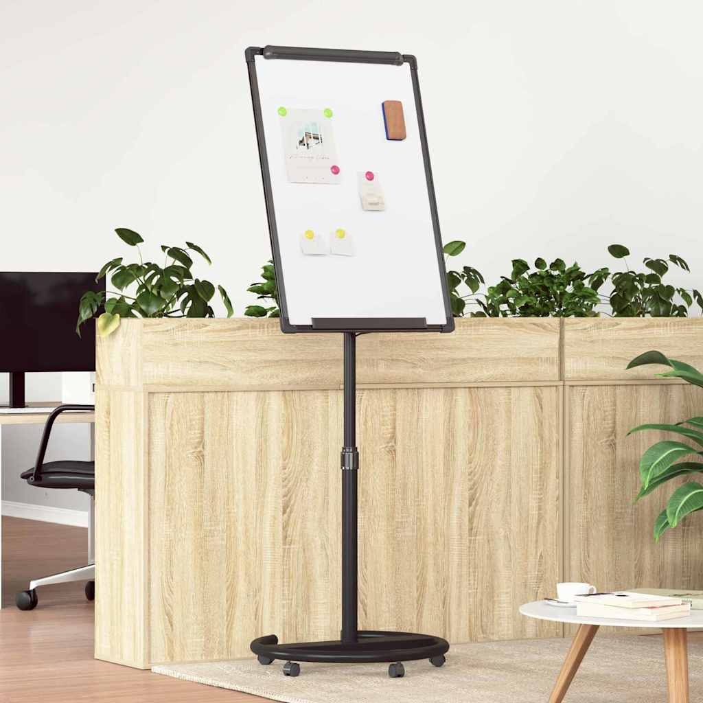 vidaXL Tablă albă magnetică cu roata Alb și negru 62 x 62 x 195 cm EPS