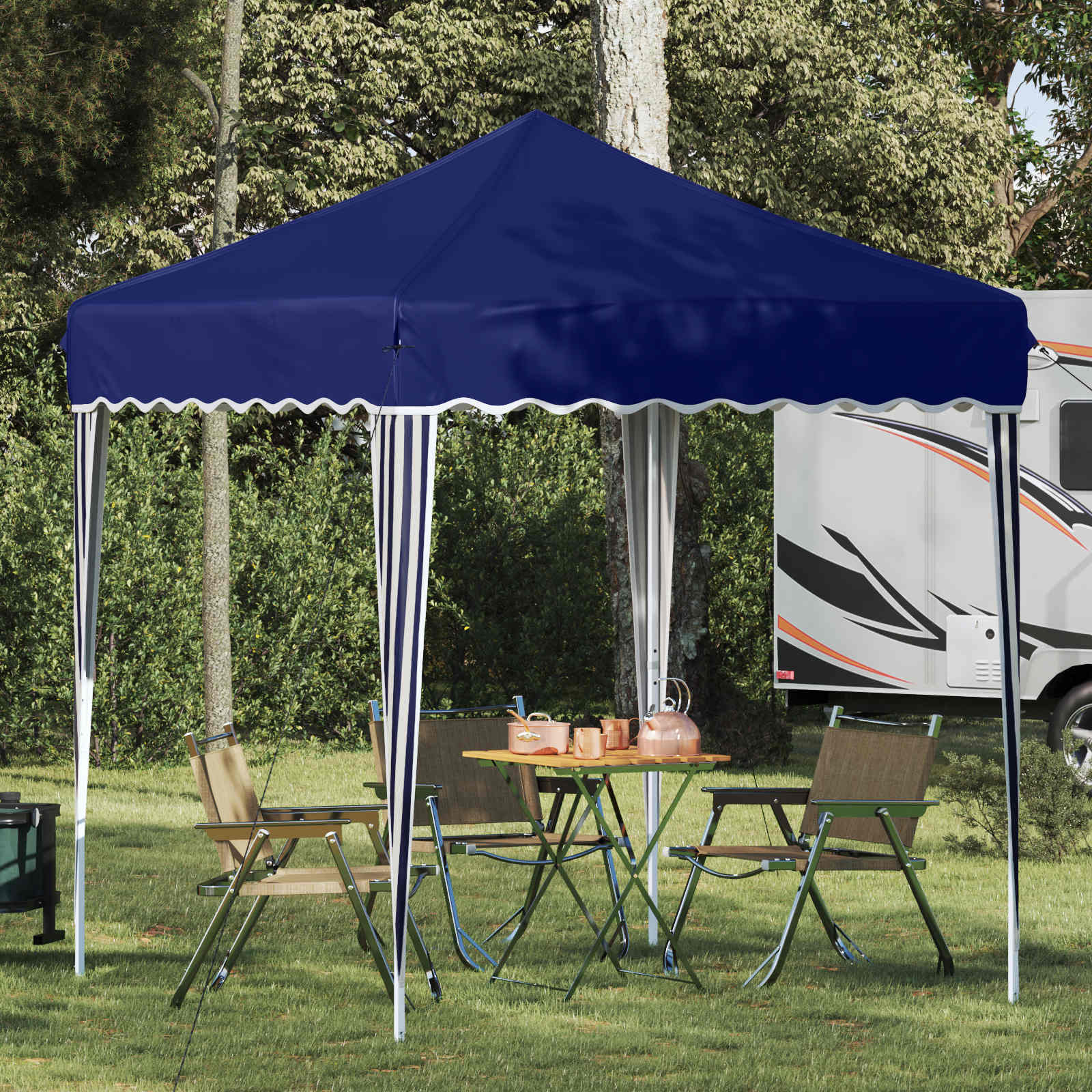 Pop-up Feesttent Blauw 195 x 195 x 245 cm Oxford Stof image 1