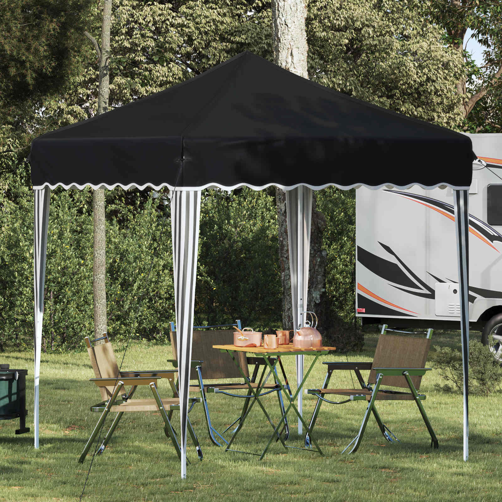 Pop-up Feesttent Antraciet 195 x 195 x 245 cm Oxford Stof image 1