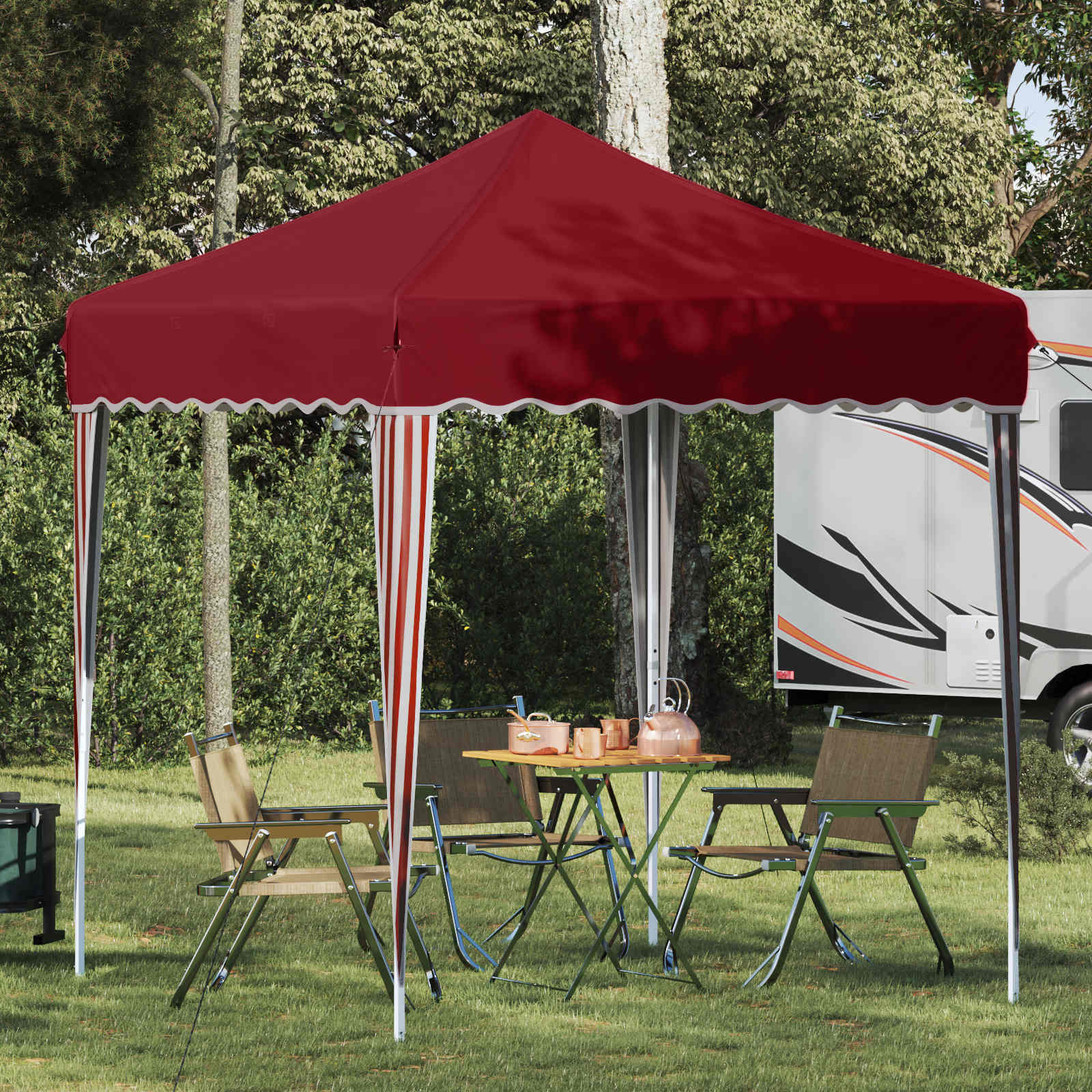 Pop-up Feesttent Bordeauxrood 195 x 195 x 245 cm Oxford Stof image 1