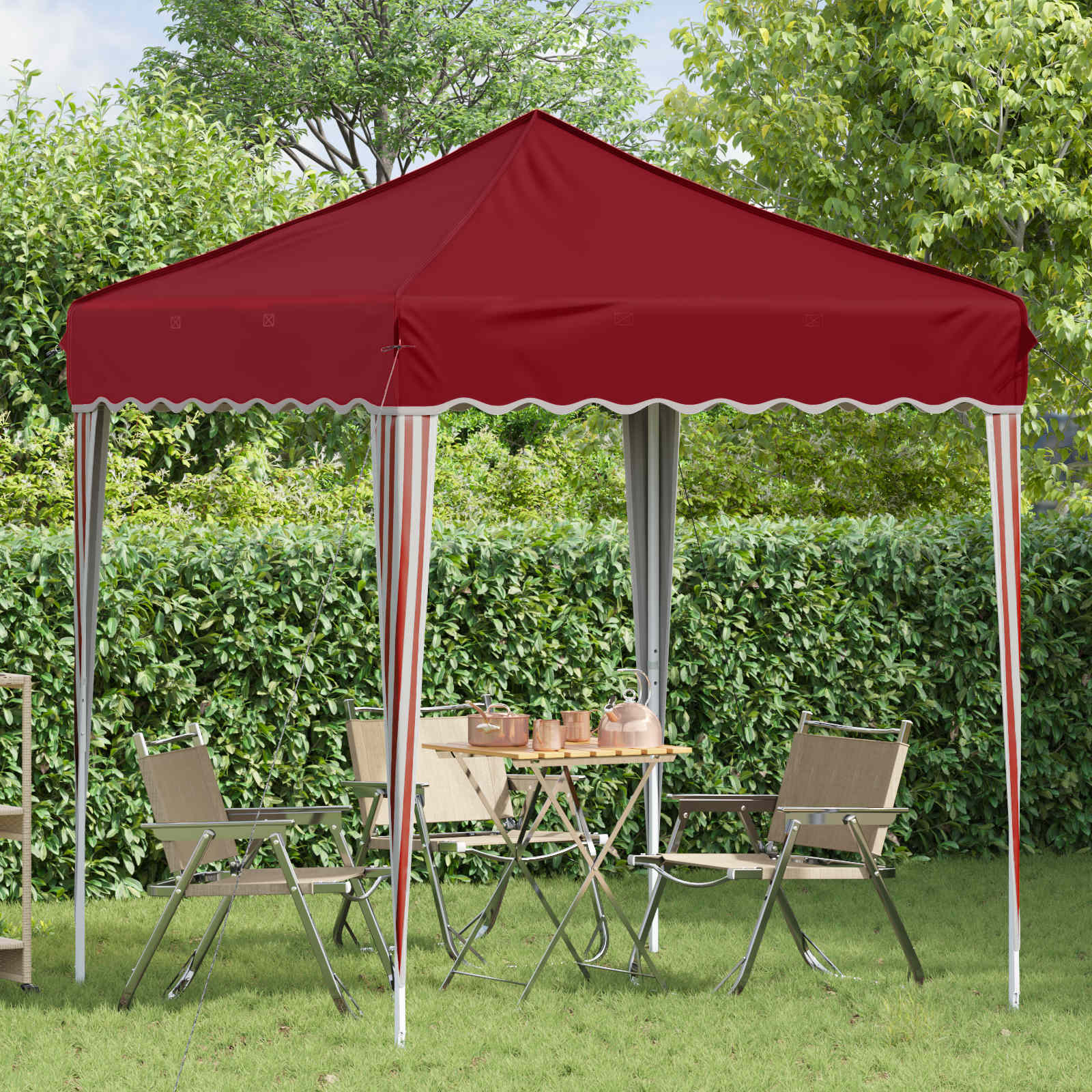 Pop-up Feesttent Bordeauxrood 195 x 195 x 245 cm Oxford Stof image 3