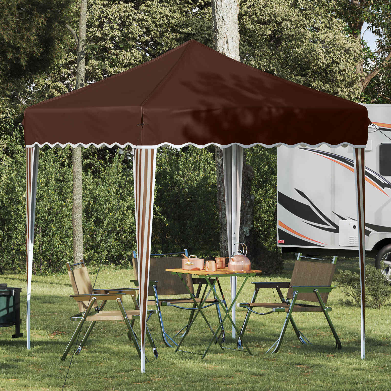 Pop-up Feesttent Bruin 195 x 195 x 245 cm image 1