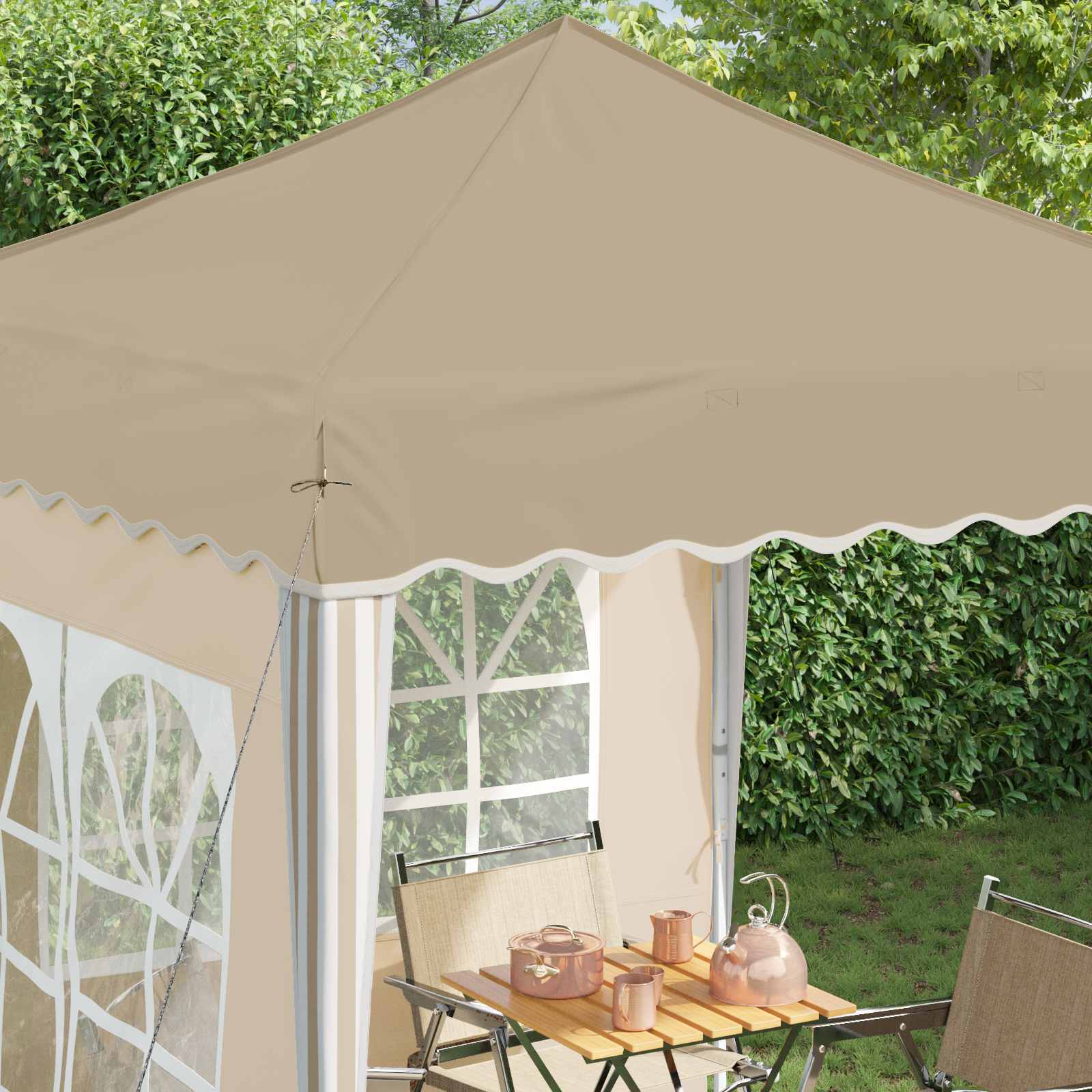 Pop-up Feesttent Crème 195 x 195 x 245 cm Oxford Stof image 4