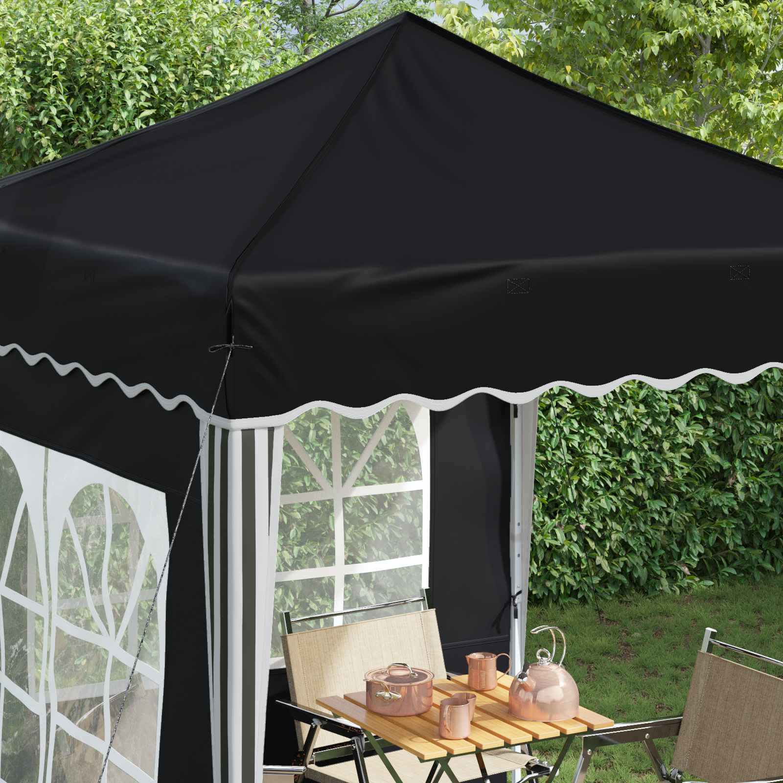 Pop-up Feesttent Antraciet 195 x 195 x 245 cm Oxford Stof image 4