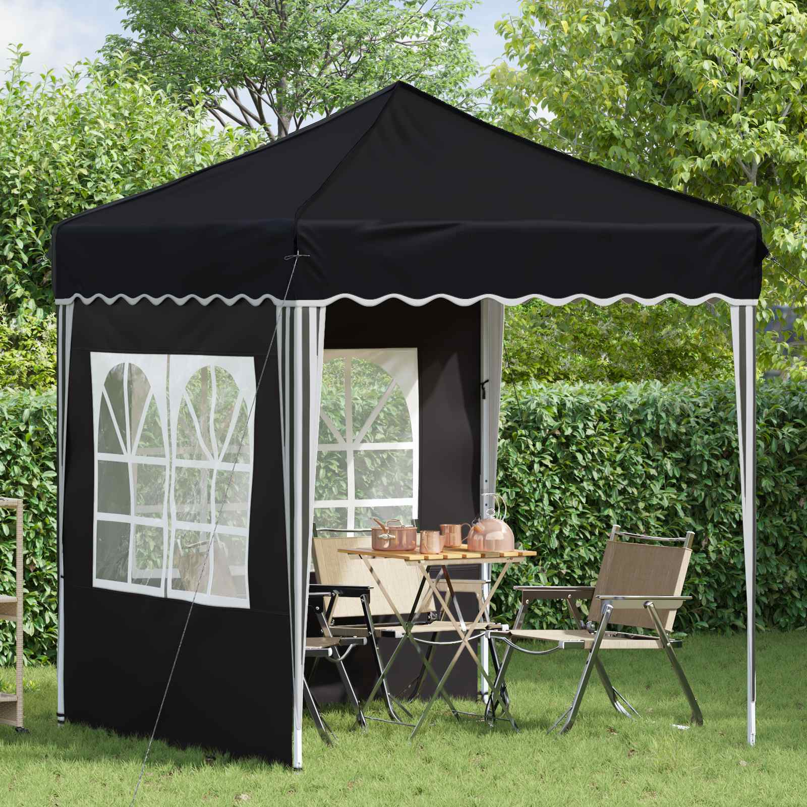 Pop-up Feesttent Antraciet 195 x 195 x 245 cm Oxford Stof image 3