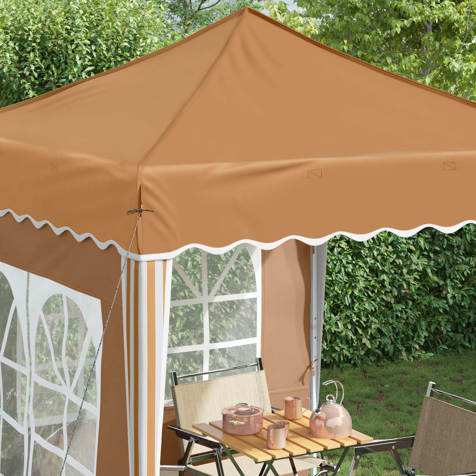 Pop-up Feesttent Beige 195 x 195 x 245 cm Oxford Stof image 4