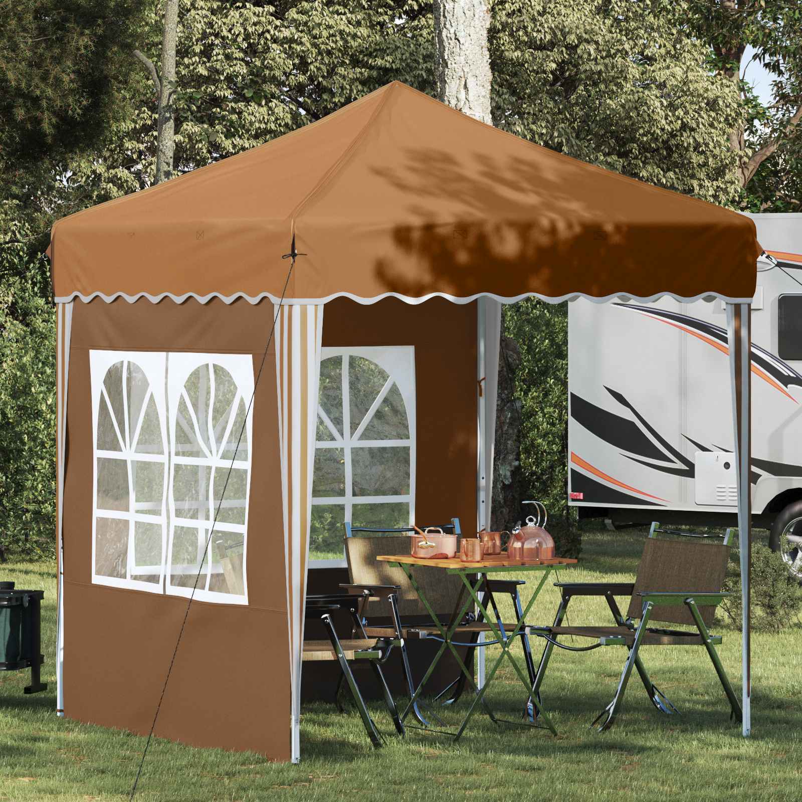 Pop-up Feesttent Beige 195 x 195 x 245 cm Oxford Stof image 1