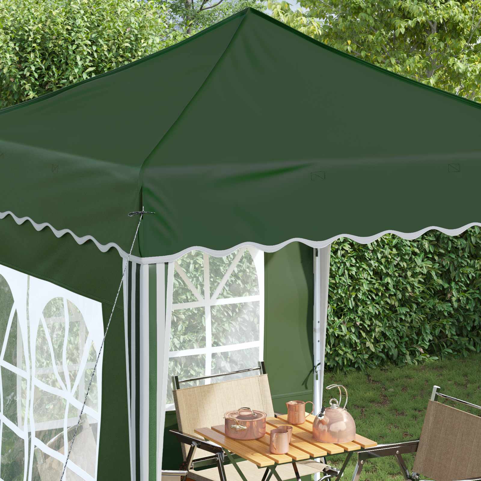 Pop-up Feesttent Groen 195 x 195 x 245 cm Oxford Stof image 4