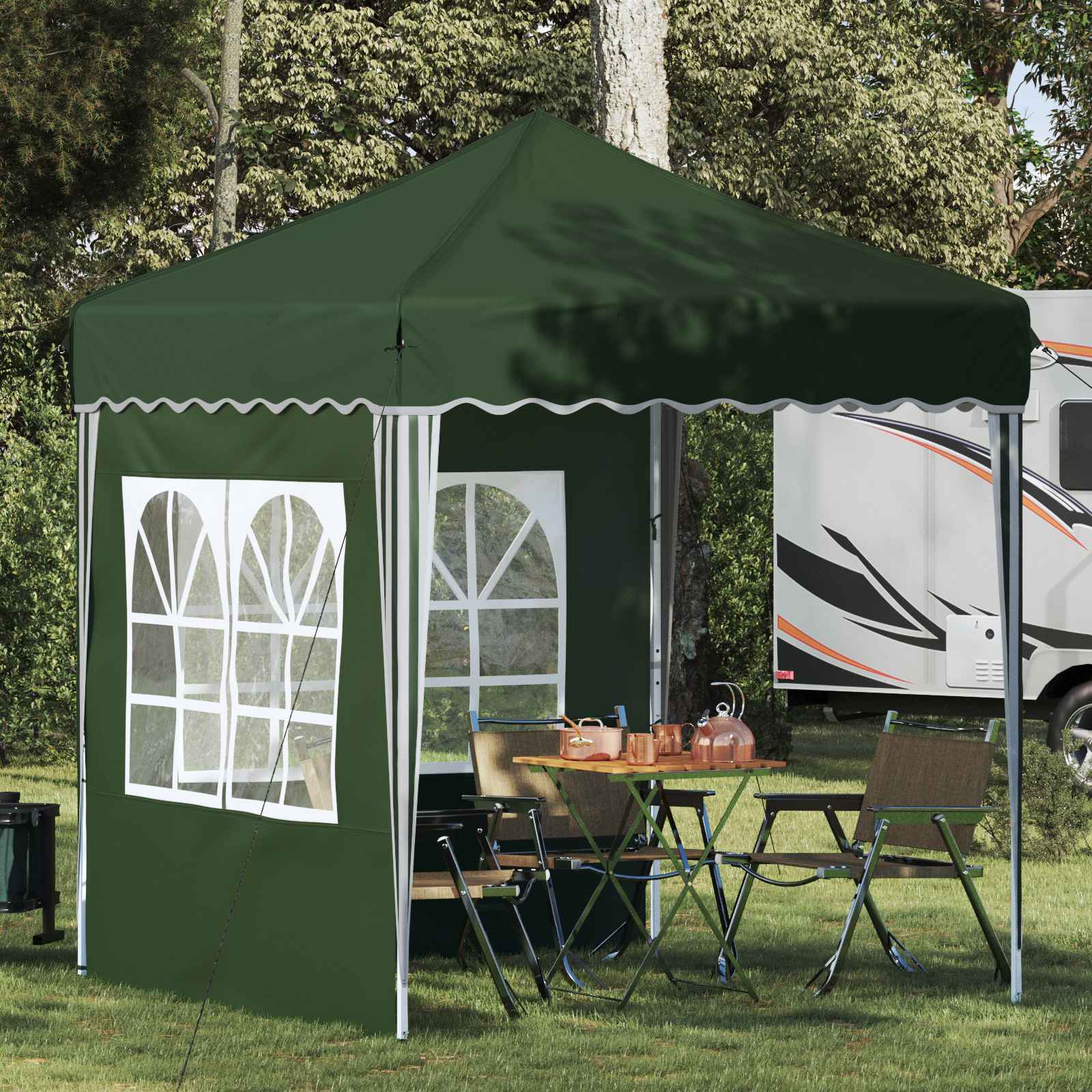 Pop-up Feesttent Groen 195 x 195 x 245 cm Oxford Stof image 1