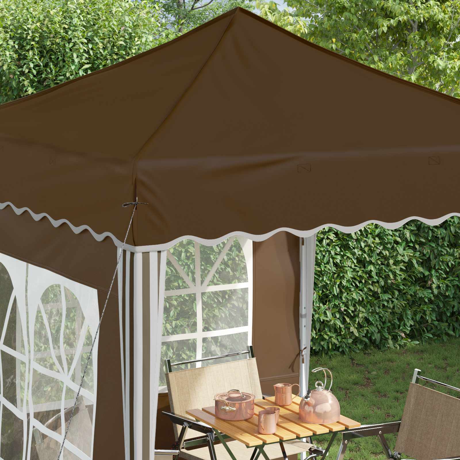 Pop-up Feesttent Taupe 195 x 195 x 245 cm Oxford Stof image 4