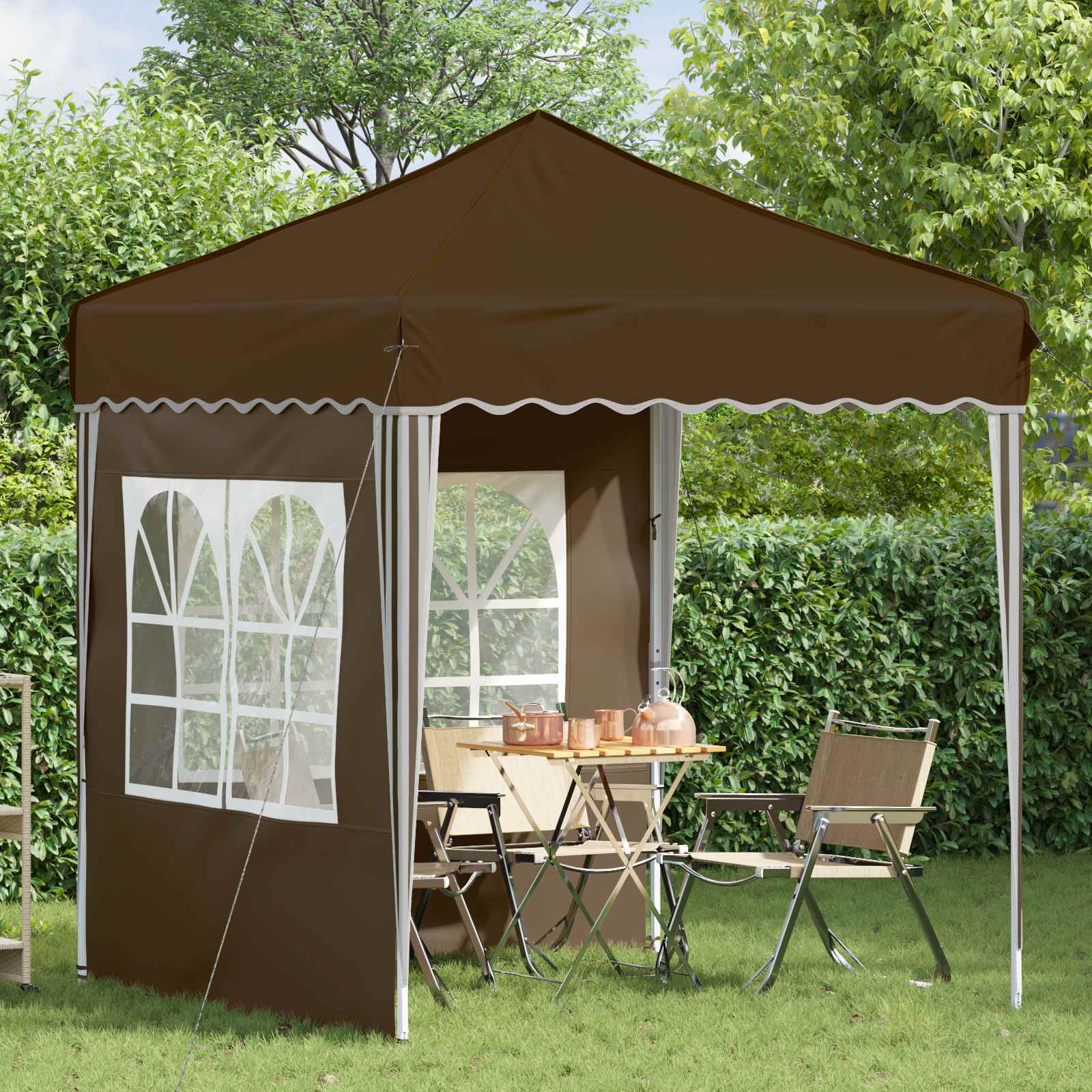 Pop-up Feesttent Taupe 195 x 195 x 245 cm Oxford Stof image 3