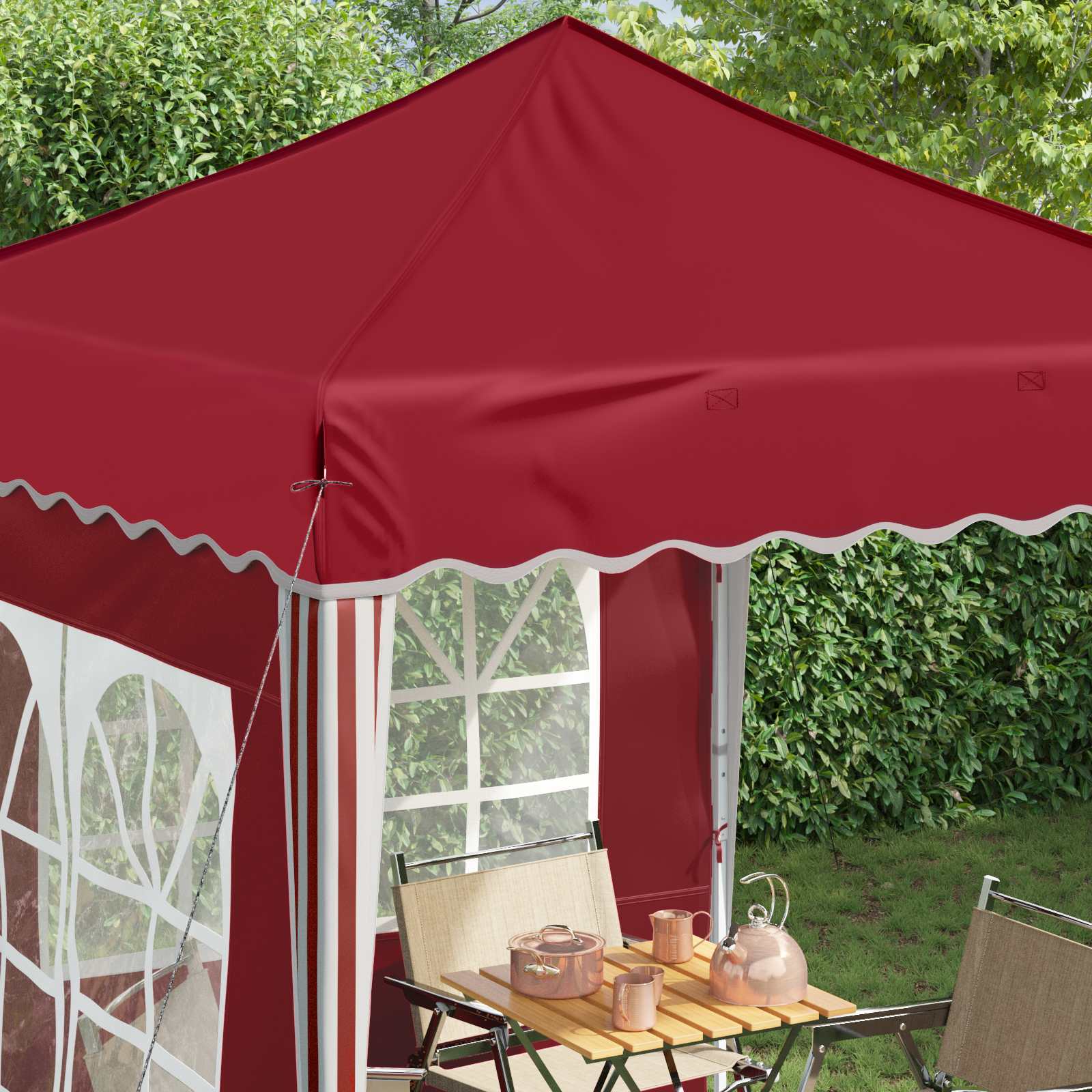 Pop-up Feesttent Bordeauxrood 195 x 195 x 245 cm image 4