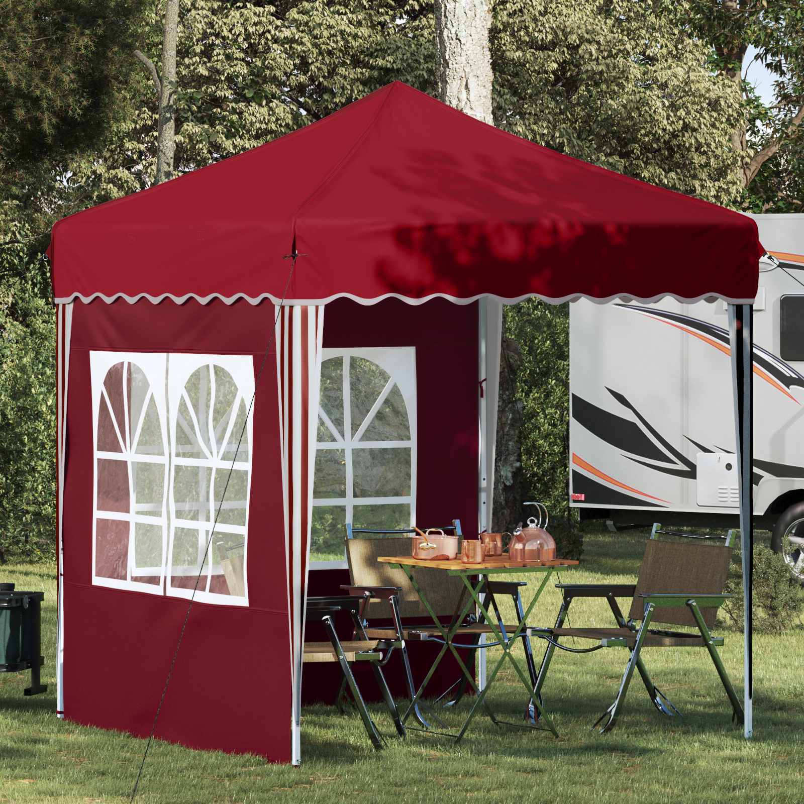 Pop-up Feesttent Bordeauxrood 195 x 195 x 245 cm image 1