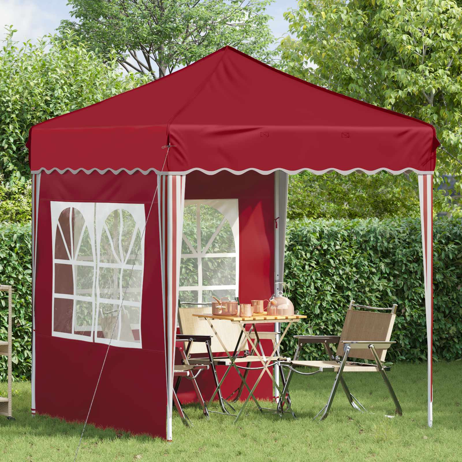 Pop-up Feesttent Bordeauxrood 195 x 195 x 245 cm image 3
