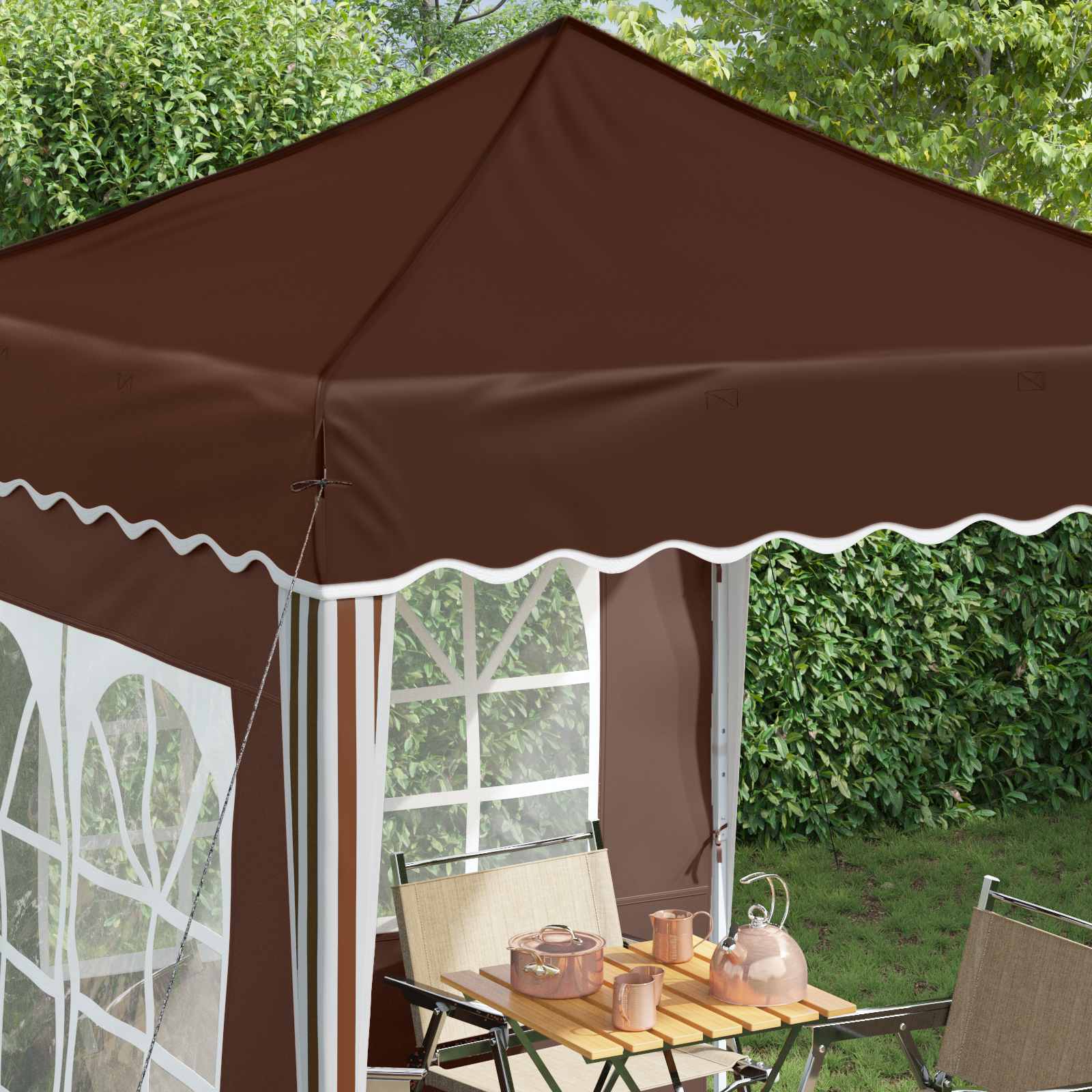 Pop-up Feesttent Bruin 195 x 195 x 245 cm Oxford Stof image 4