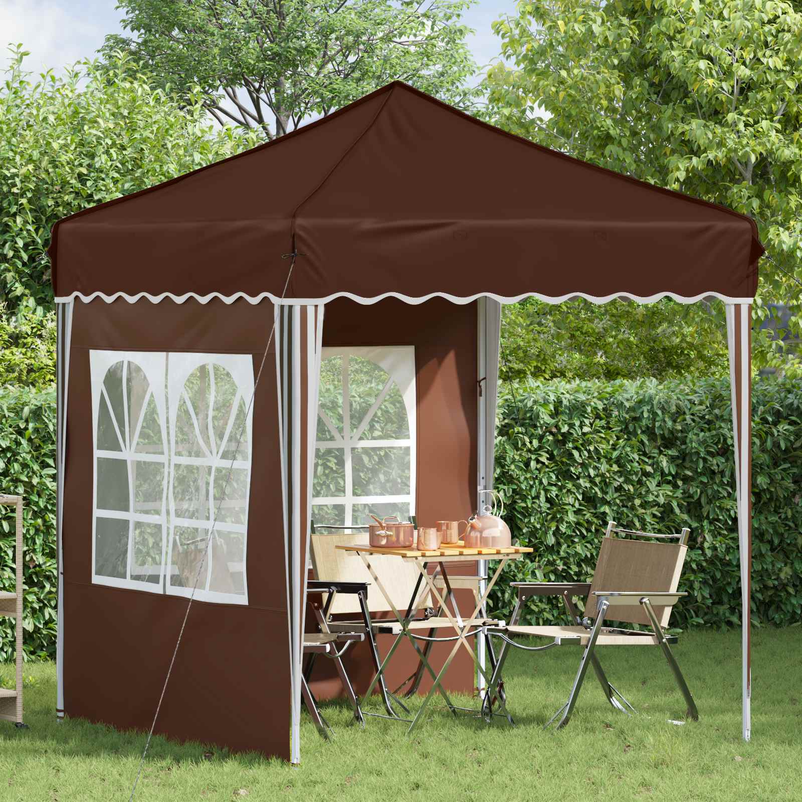 Pop-up Feesttent Bruin 195 x 195 x 245 cm Oxford Stof image 3