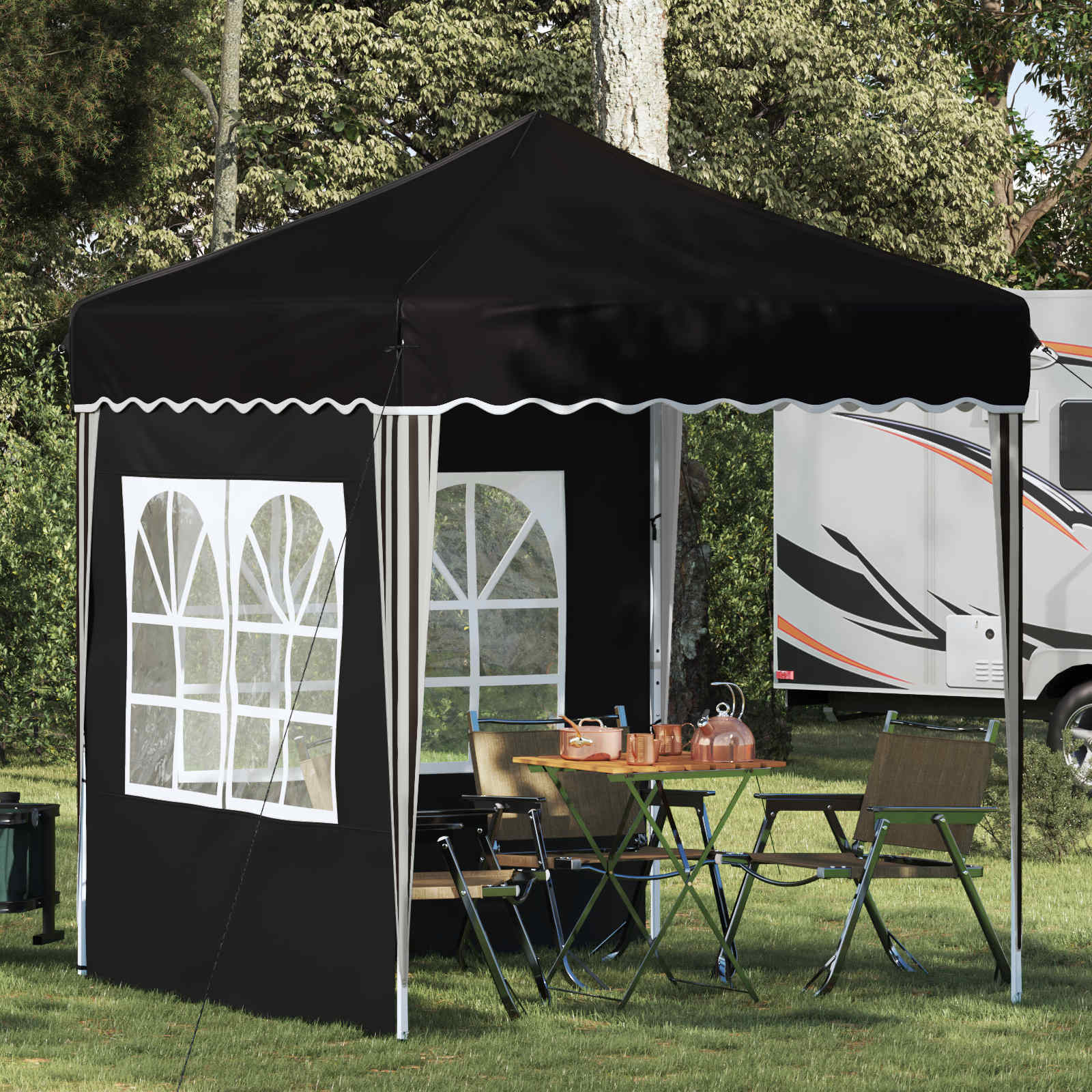 vidaXL Cort de Petrecere Pop-up 195 x 195 x 245 cm Negru