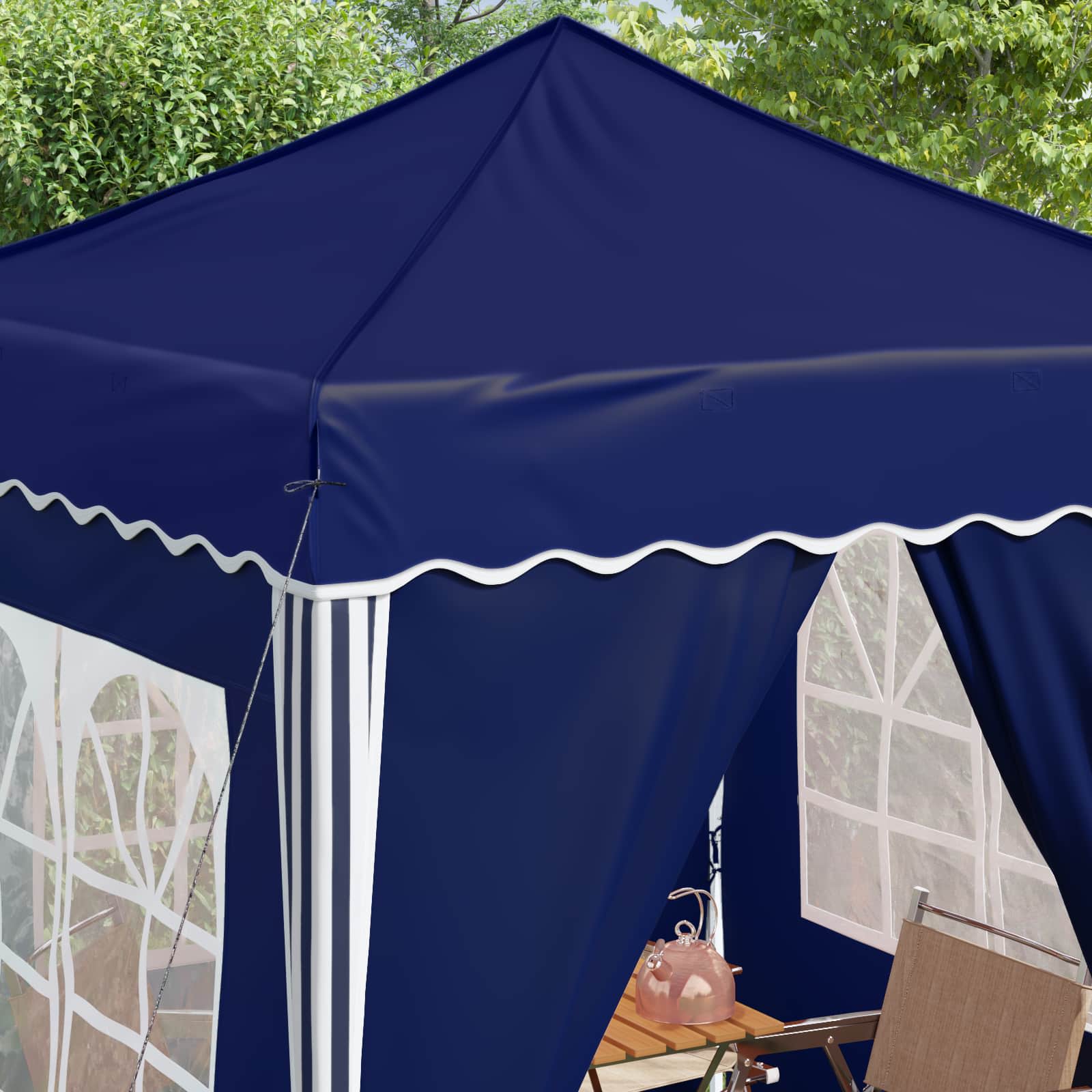 Pop-up Feesttent Blauw 195 x 195 x 245 cm Oxford Stof image 4