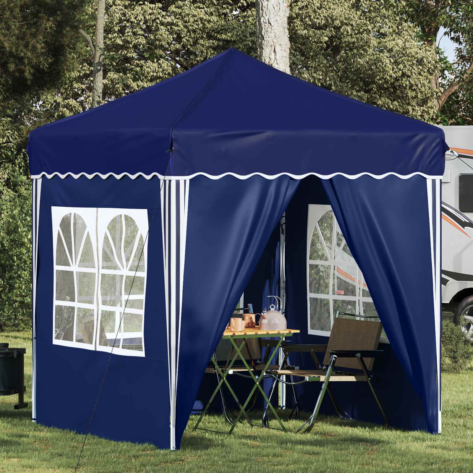 Pop-up Feesttent Blauw 195 x 195 x 245 cm Oxford Stof image 1
