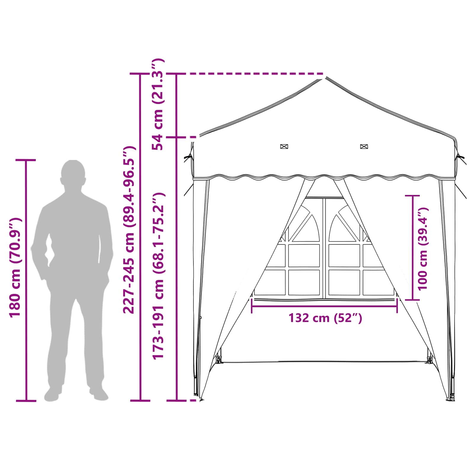 Pop-up Feesttent Blauw 195 x 195 x 245 cm Oxford Stof image 19