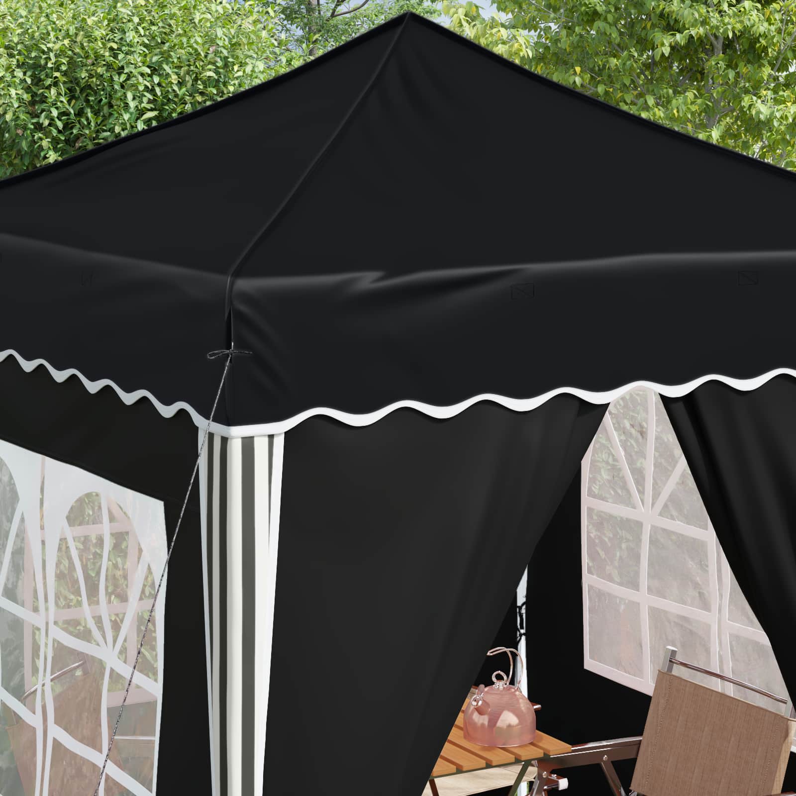 Pop-up Feesttent Antraciet 195 x 195 x 245 cm Oxford Stof image 4