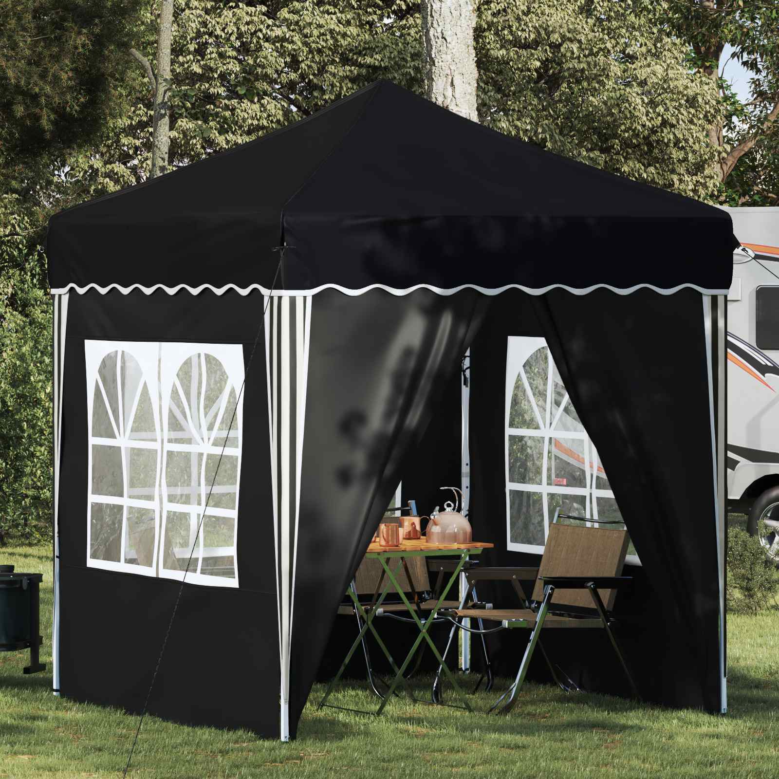 Pop-up Feesttent Antraciet 195 x 195 x 245 cm Oxford Stof image 1