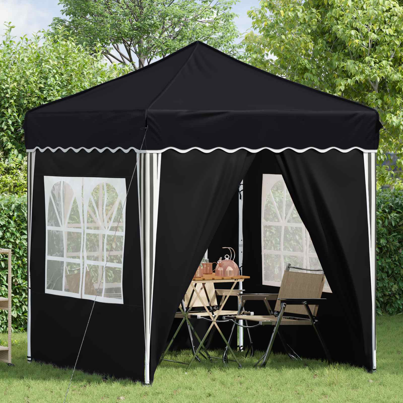 Pop-up Feesttent Antraciet 195 x 195 x 245 cm Oxford Stof image 3