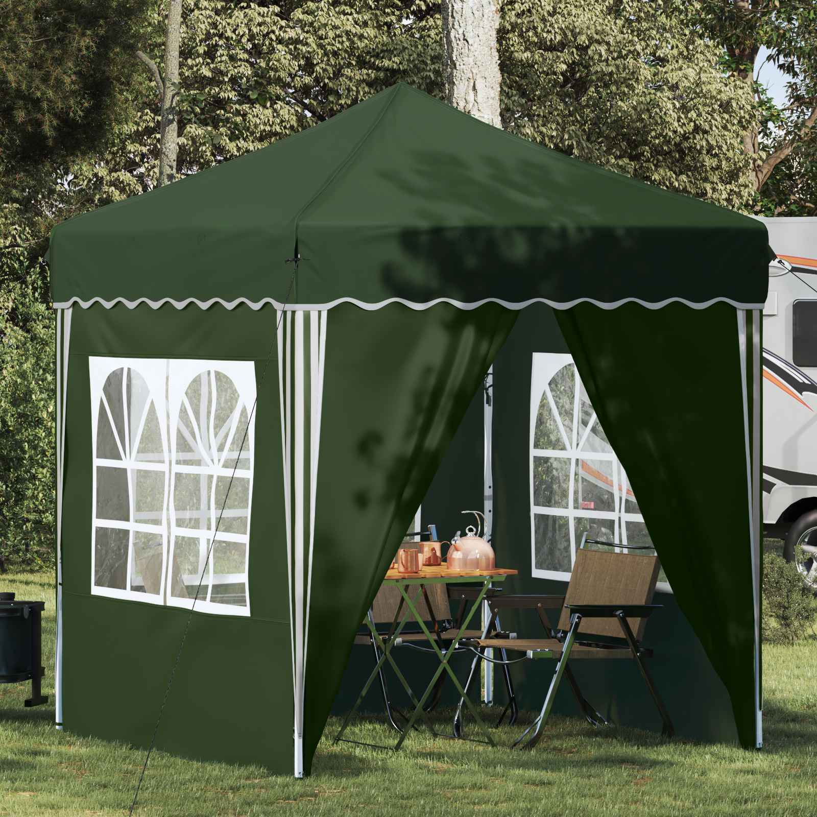 vidaXL Cort de Petrecere Pop-up Verde 195 x 195 x 245 cm