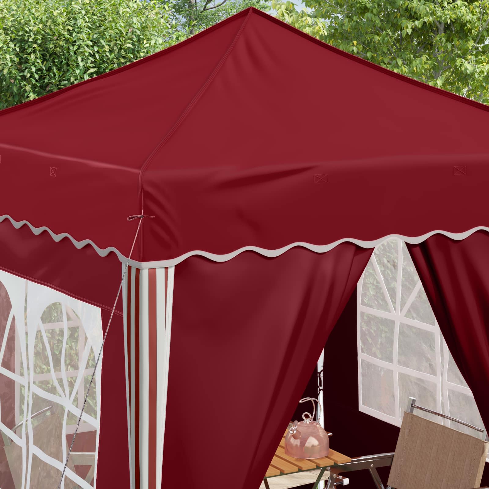 Pop-up Feesttent Bordeauxrood 195 x 195 x 245 cm Oxford Stof image 4
