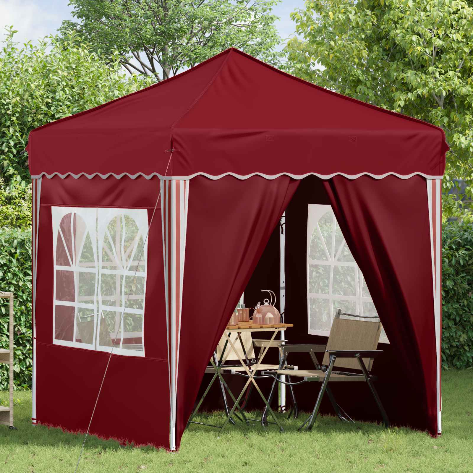Pop-up Feesttent Bordeauxrood 195 x 195 x 245 cm Oxford Stof image 3