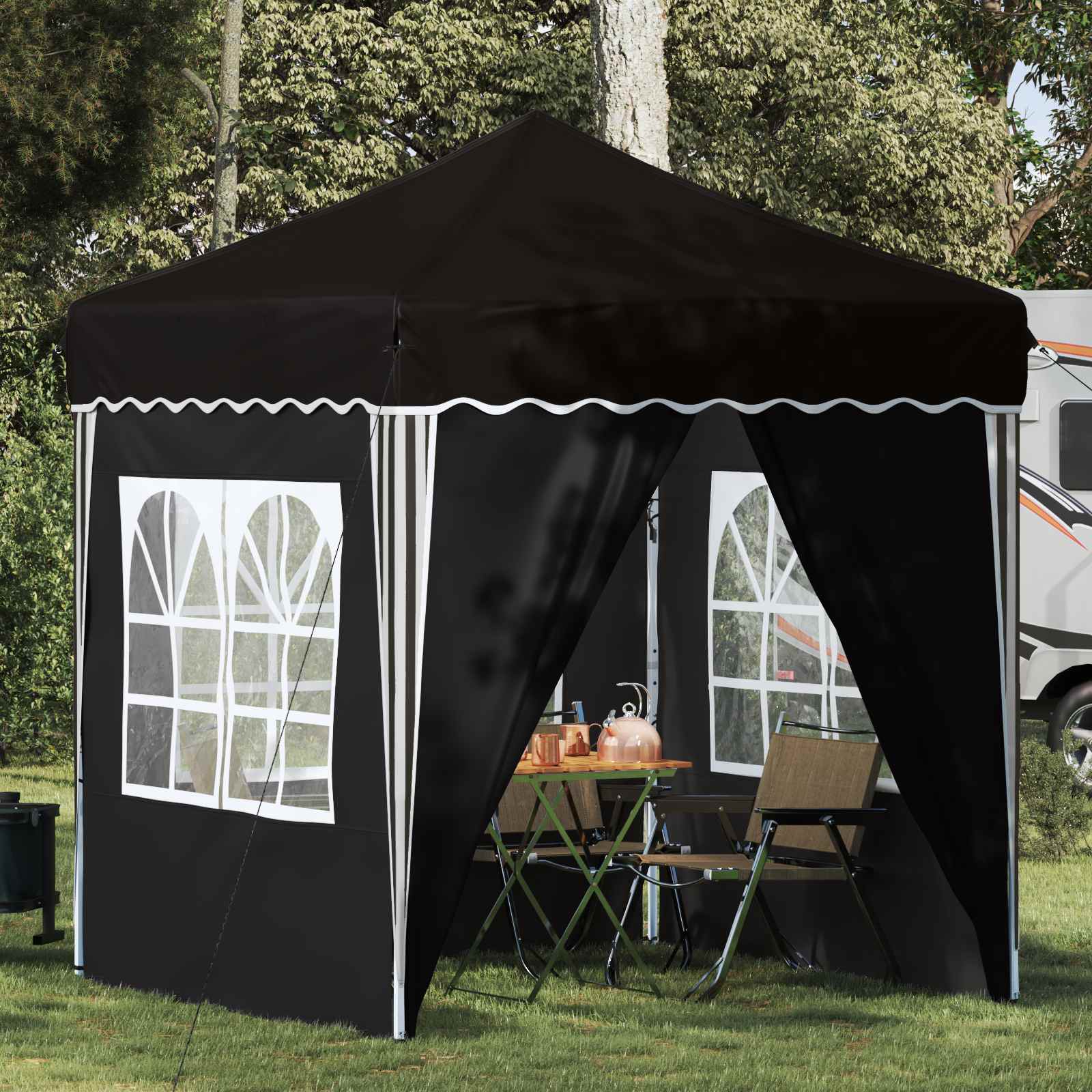 vidaXL Cort de Petrecere Pop-up Negru 195 x 195 x 245 cm
