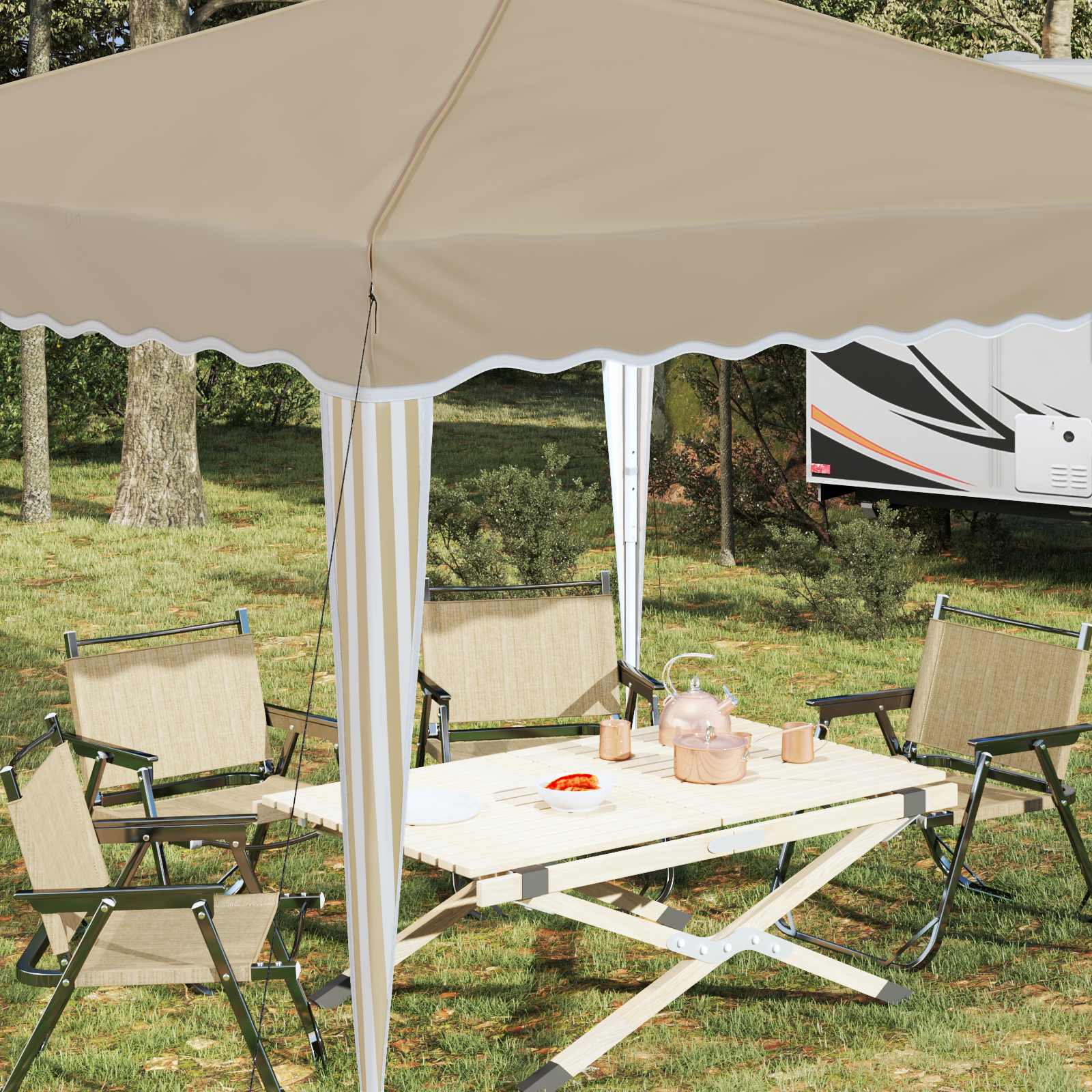 Zložljivi šotor za zabave krema 288 x 288 x 245 cm - slika 4