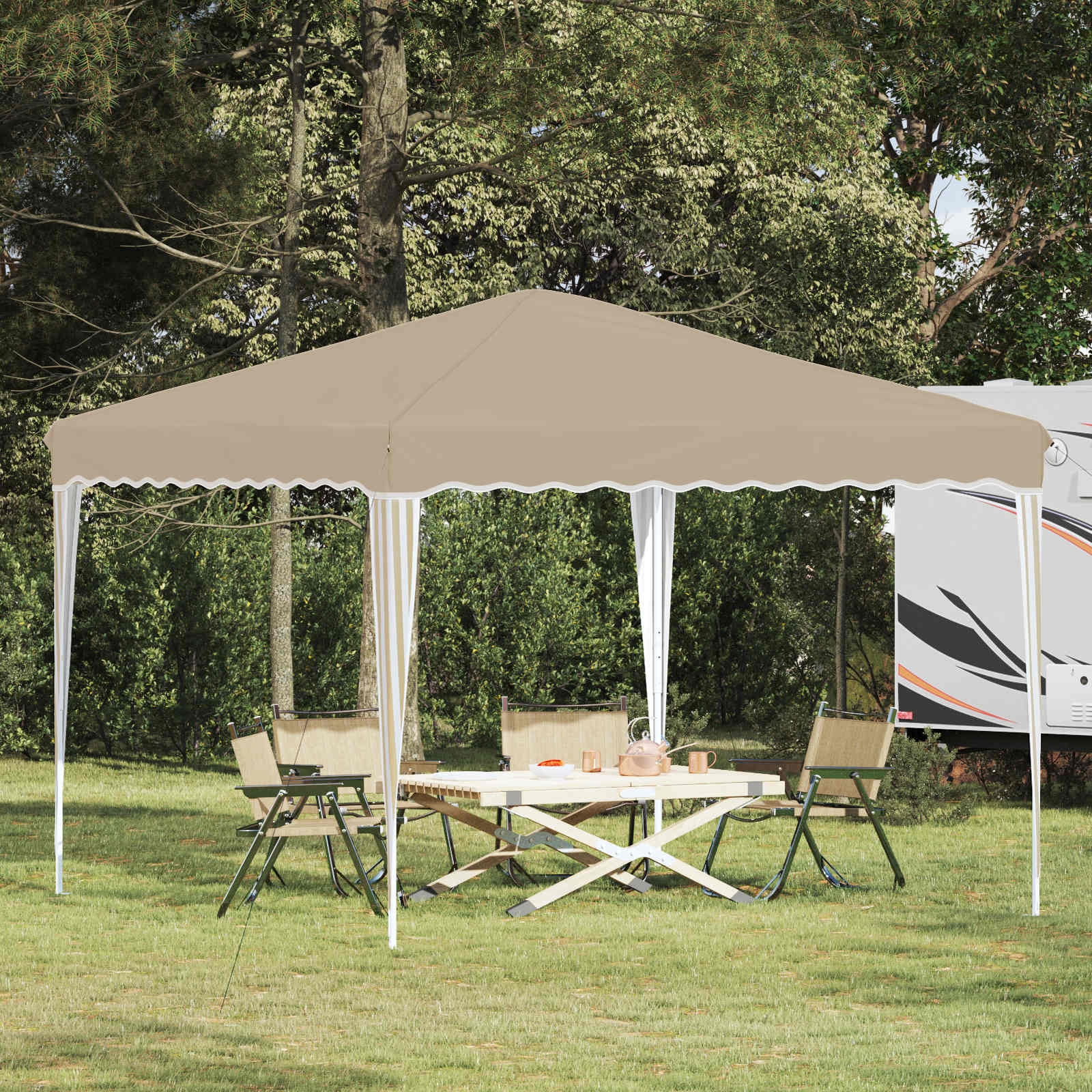 vidaXL Cort de Petrecere Pop-up Crem 288 x 288 x 245 cm