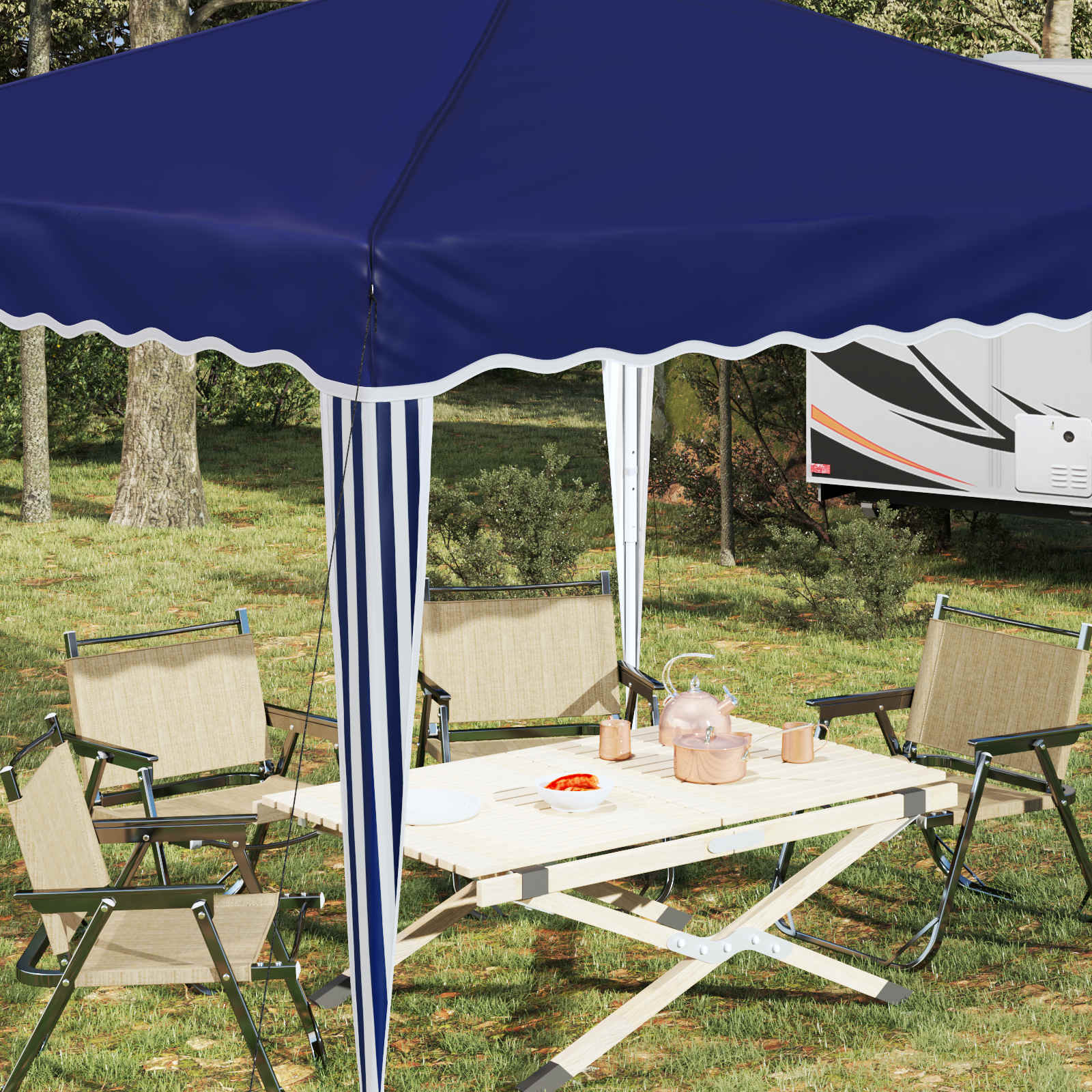 Pop-up Feesttent Blauw 288 x 288 x 245 cm Oxford Stof image 4