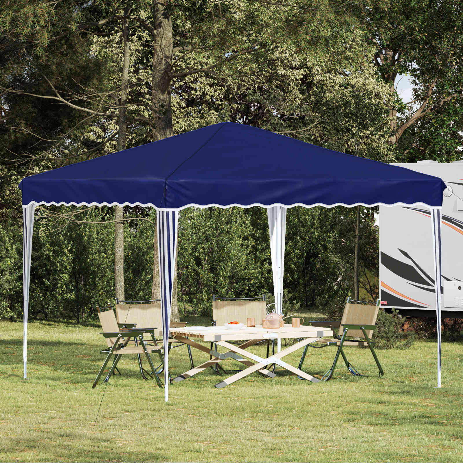 Pop-up Feesttent Blauw 288 x 288 x 245 cm Oxford Stof image 1