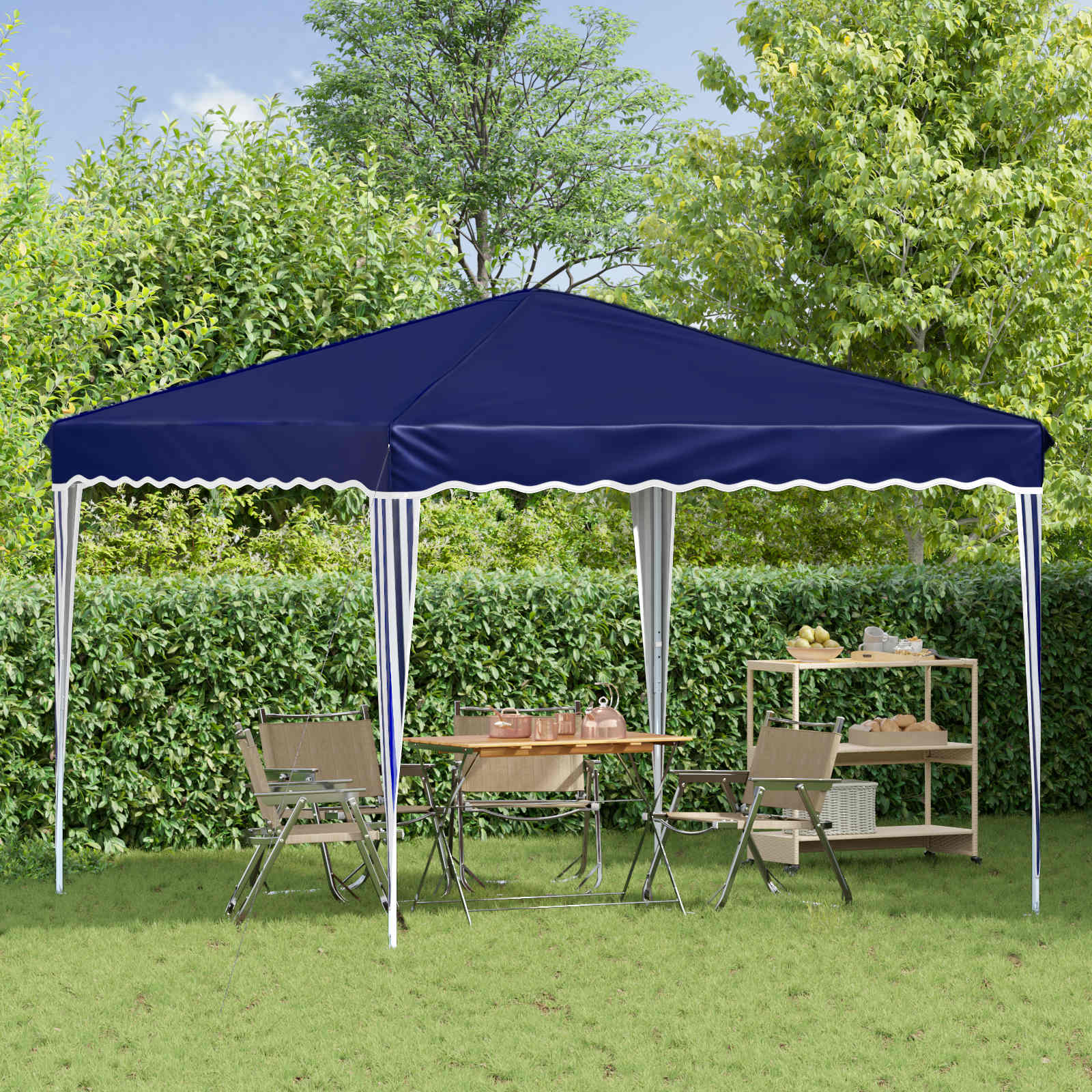 Pop-up Feesttent Blauw 288 x 288 x 245 cm Oxford Stof image 3