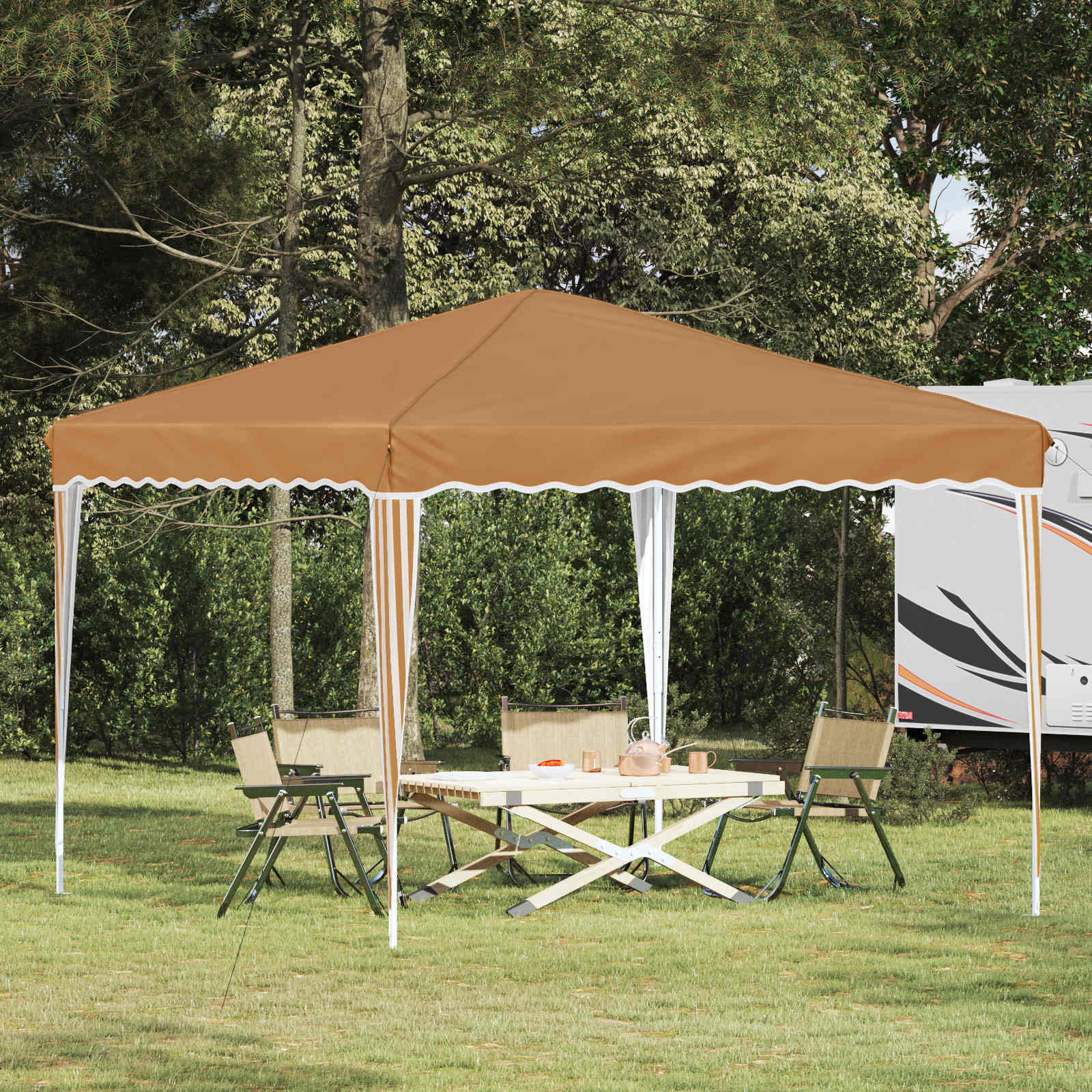 Pop-up Feesttent Beige 288 x 288 x 245 cm Oxford Stof image 1