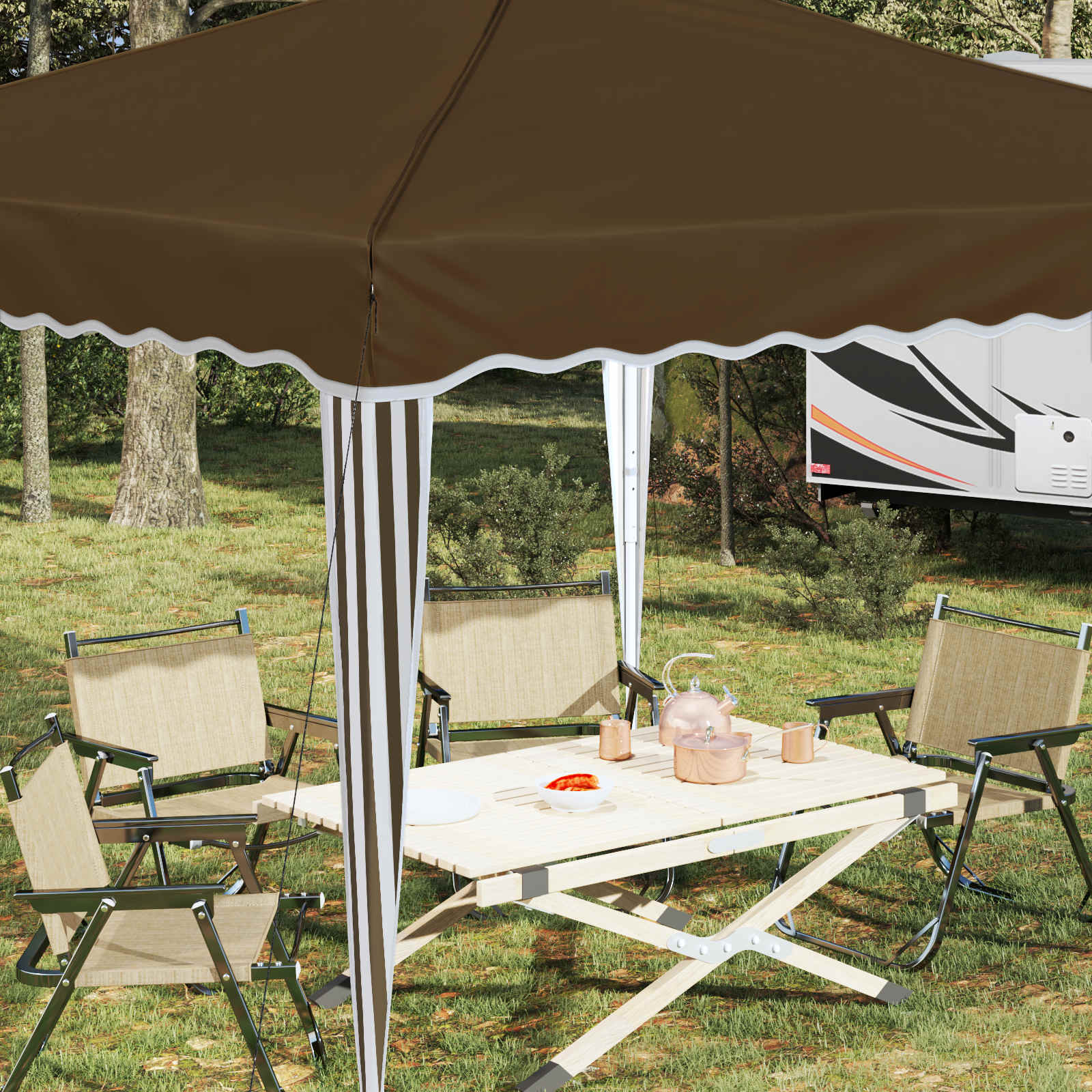 Pop-up Feesttent Taupe 288 x 288 x 245 cm Oxford Stof image 4