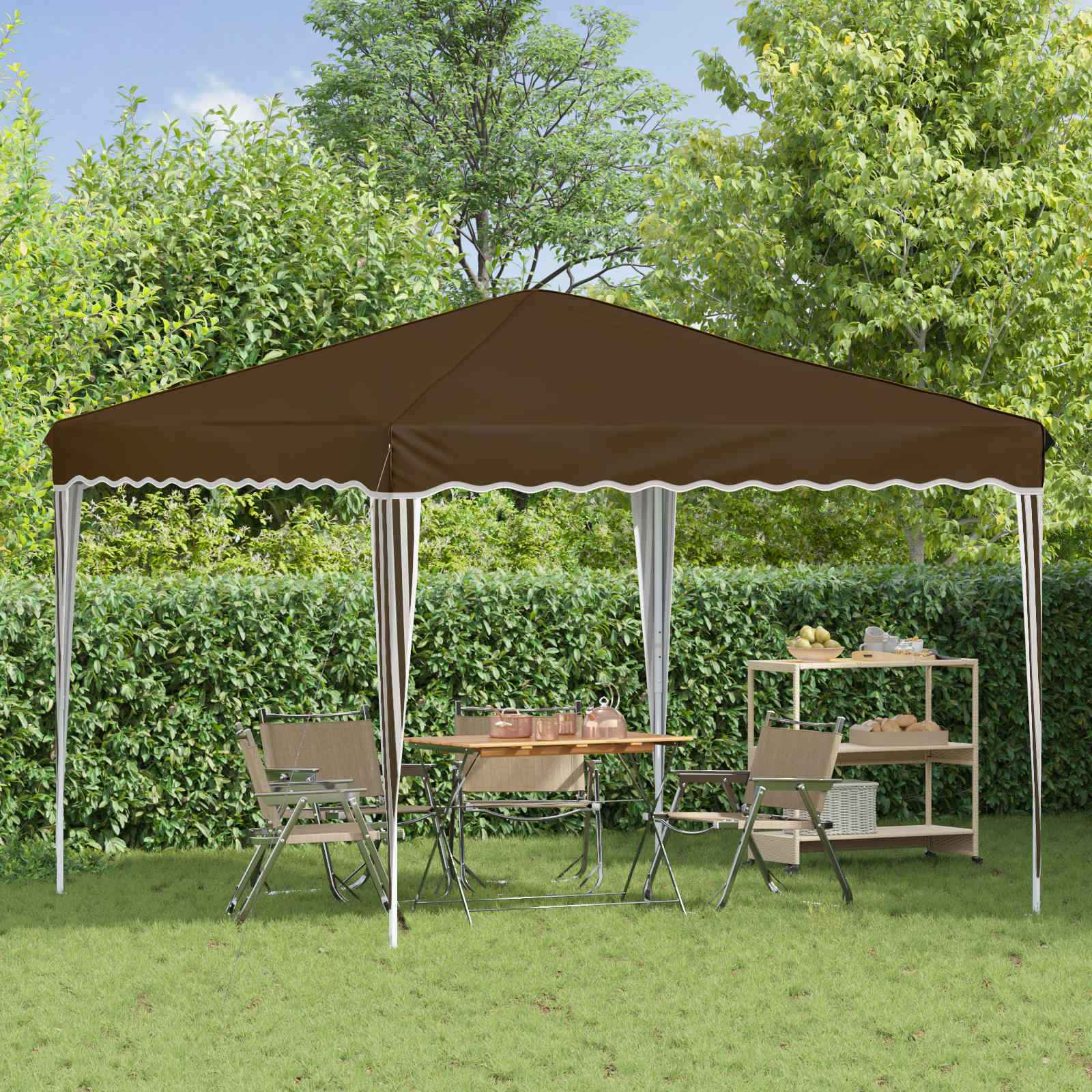Pop-up Feesttent Taupe 288 x 288 x 245 cm Oxford Stof image 3