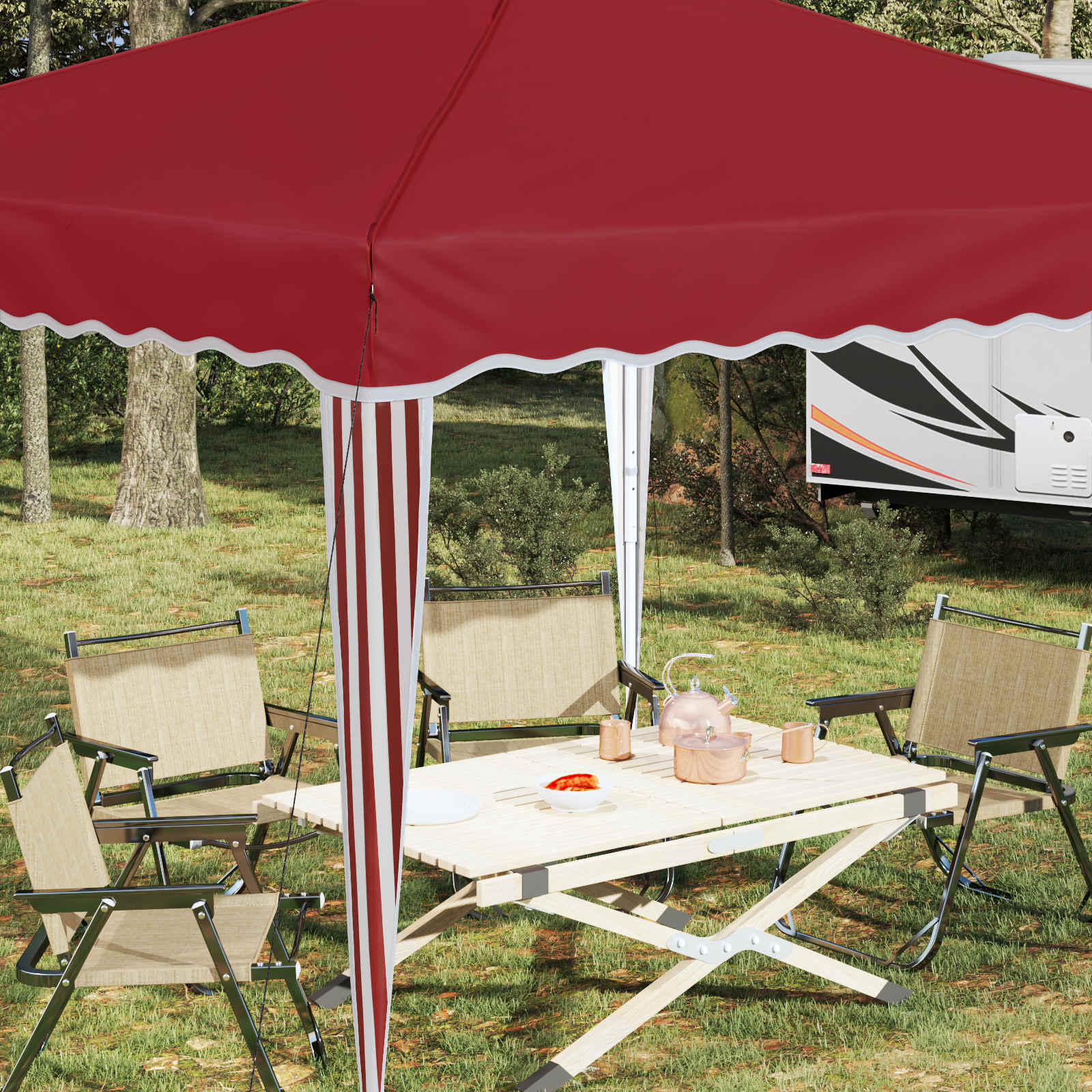 Pop-up Feesttent Bordeauxrood 288 x 288 x 245 cm Oxford Stof image 4