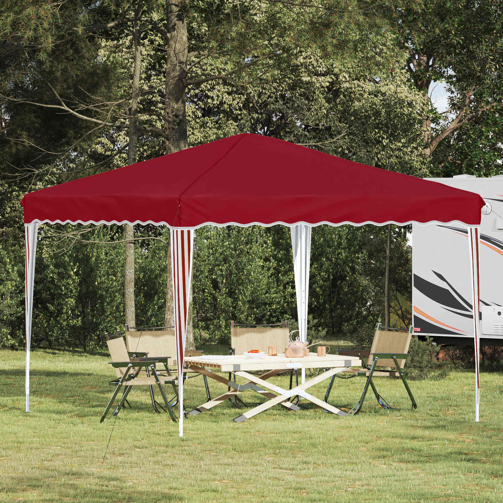 Pop-up Feesttent Bordeauxrood 288 x 288 x 245 cm Oxford Stof image 1