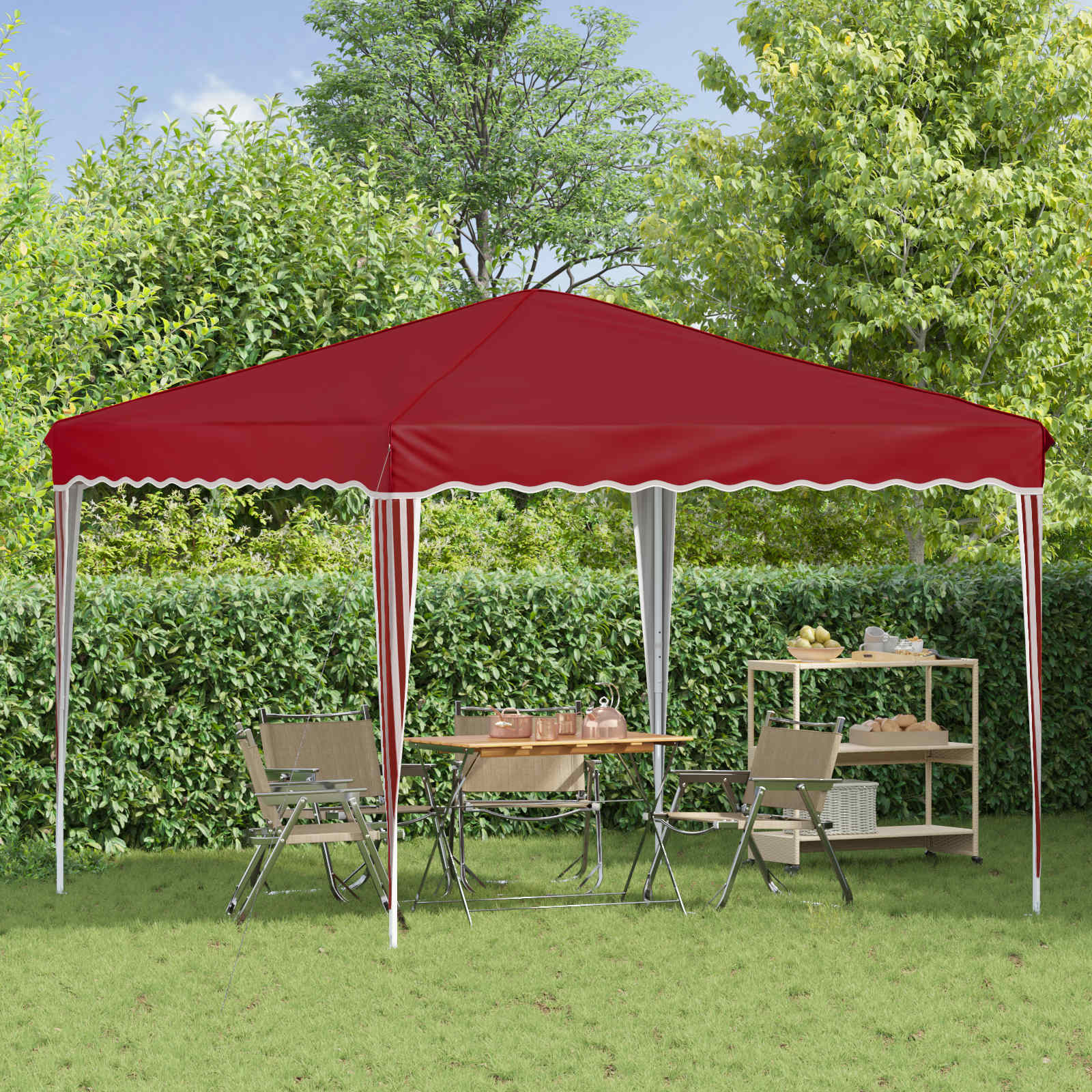 Pop-up Feesttent Bordeauxrood 288 x 288 x 245 cm Oxford Stof image 3