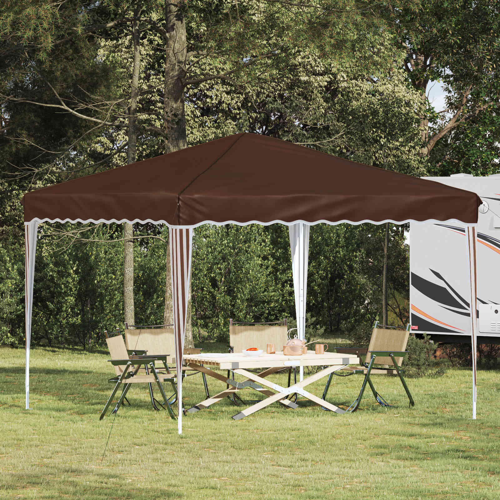 Pop-up Feesttent Bruin 288 x 288 x 245 cm Oxford Stof image 1