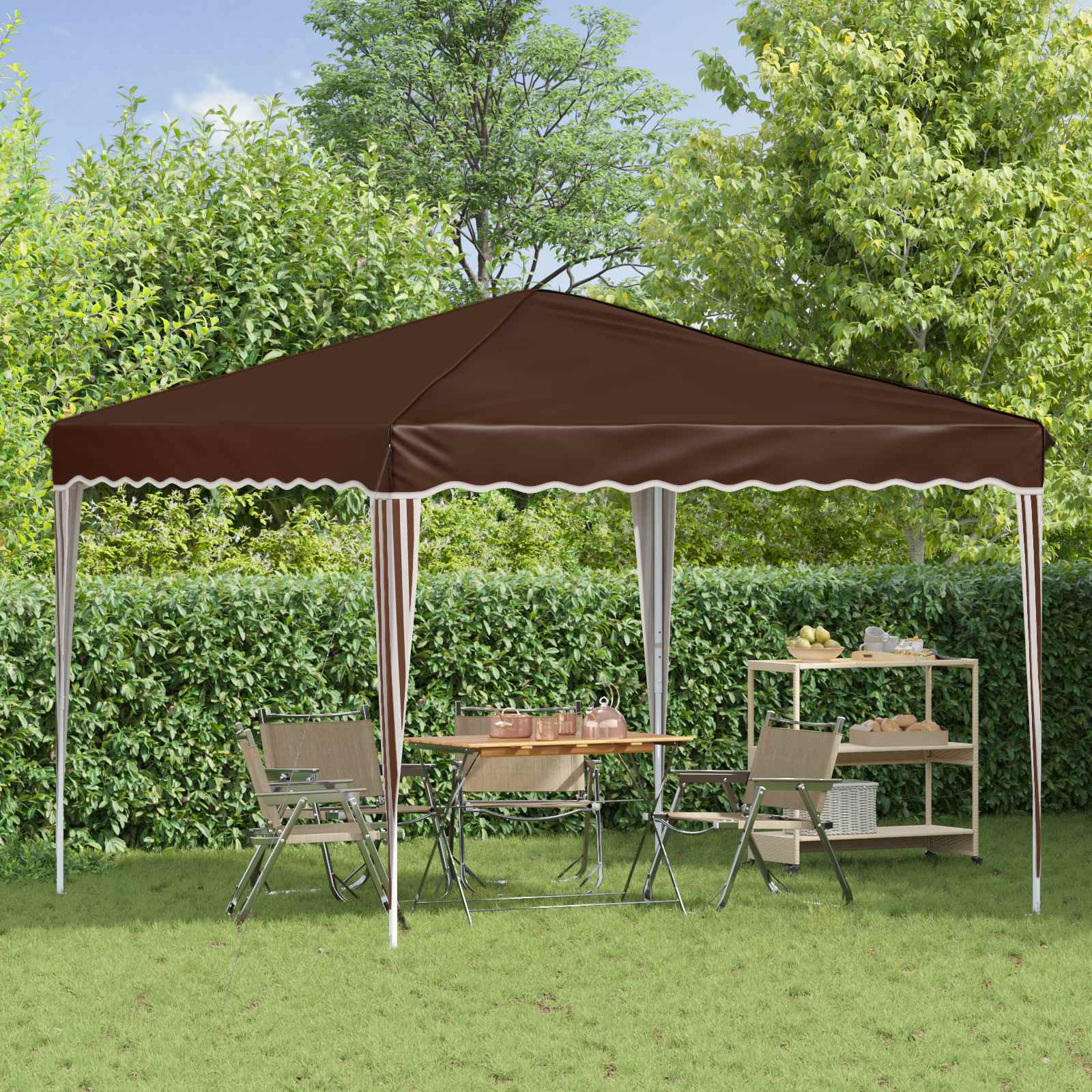 Pop-up Feesttent Bruin 288 x 288 x 245 cm Oxford Stof image 3