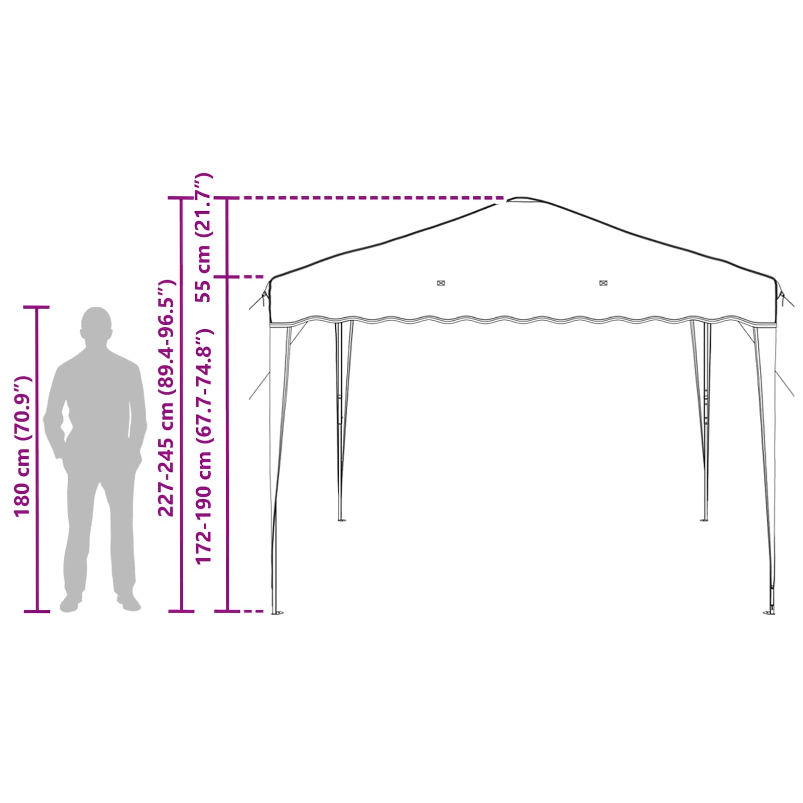 Pop-up Feesttent Bruin 288 x 288 x 245 cm Oxford Stof image 16